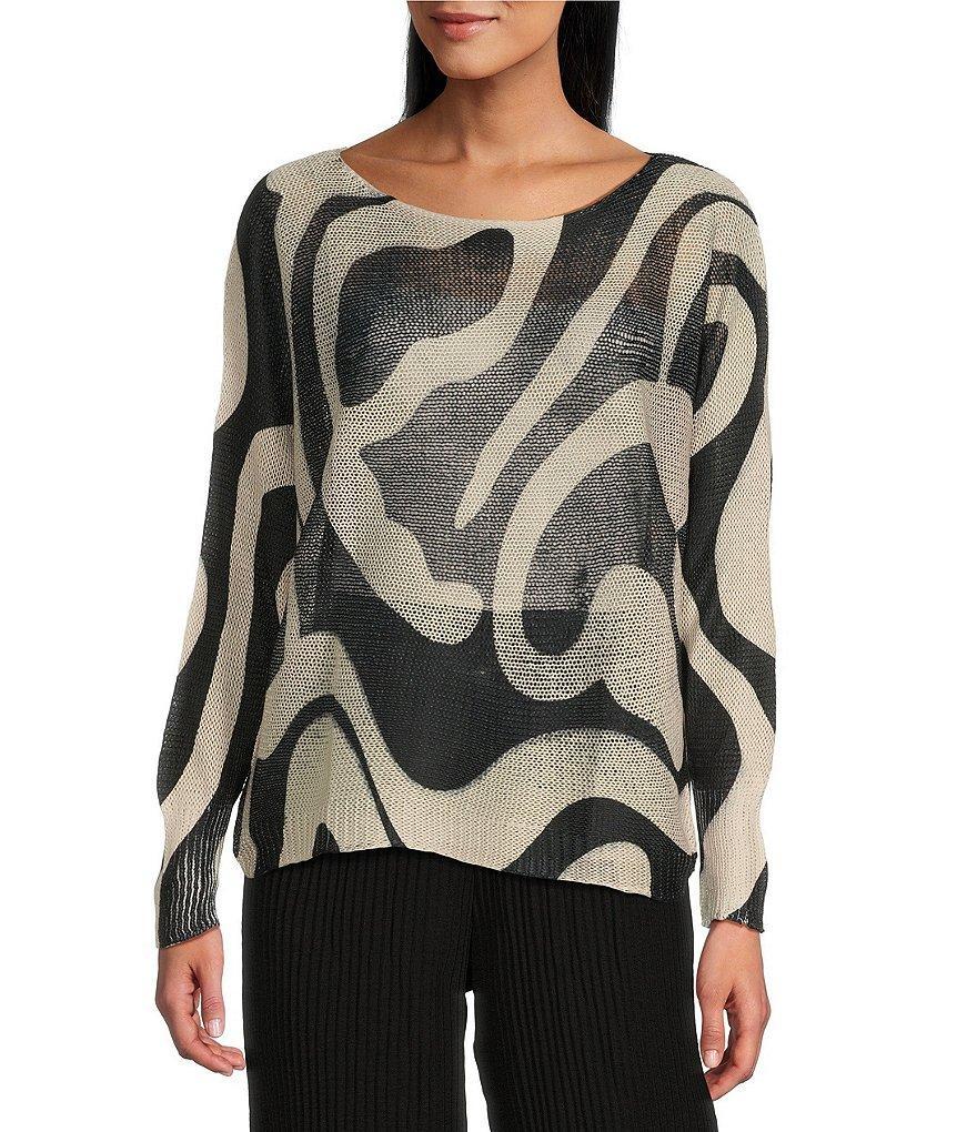 M Made in Italy Abstract Dot Print Long Sleeve Knit Top Product Image