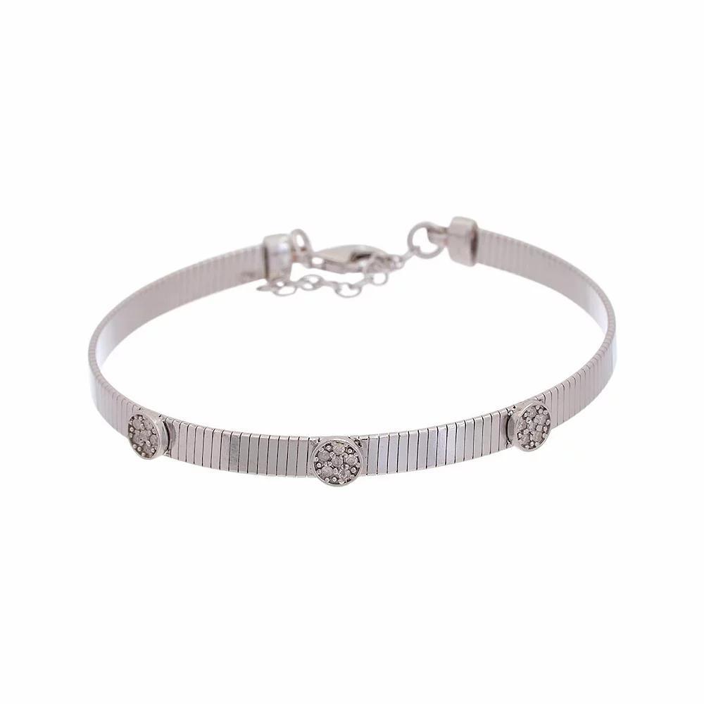 Meshmerise 1/10 Carat T.W. Diamond Round Embellished Bracelet, Women's, Size: 7", Silver Tone Product Image