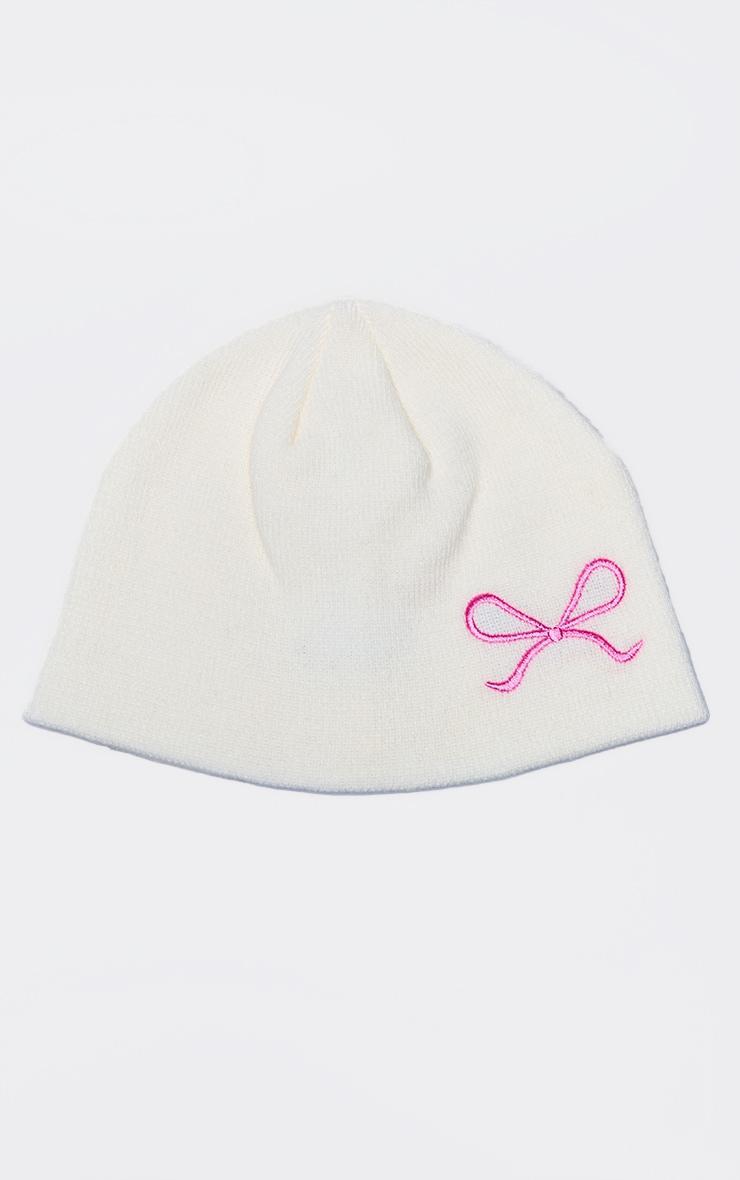 Cream Bow Detail Beanie Product Image