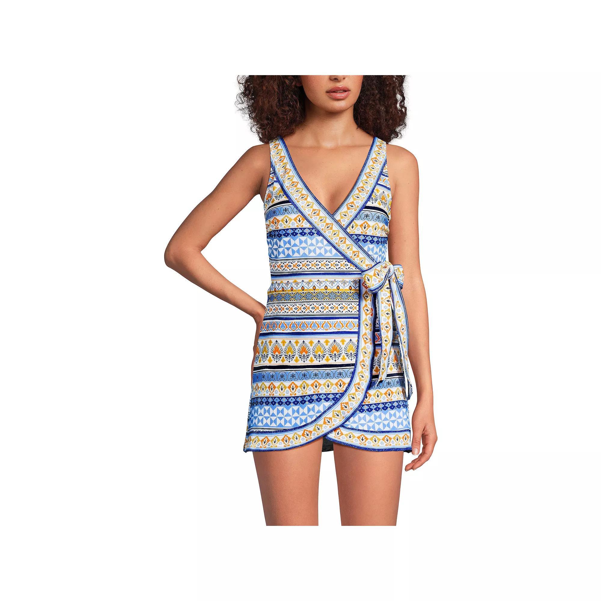Women's Lands' End Side Tie Mini Swim Dress Swimsuit, Size: 4, Dark Red Product Image