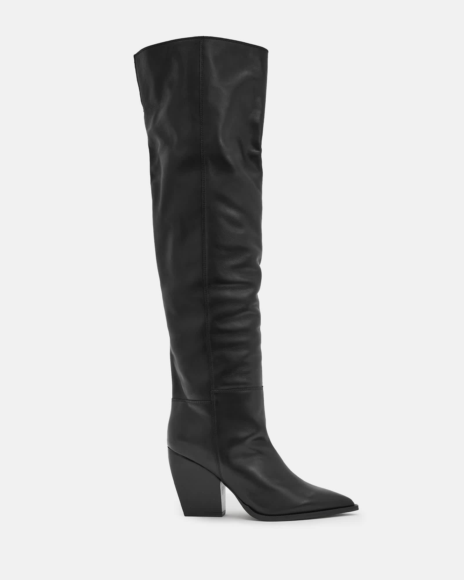 Reina Knee High Pointed Leather Boots Product Image