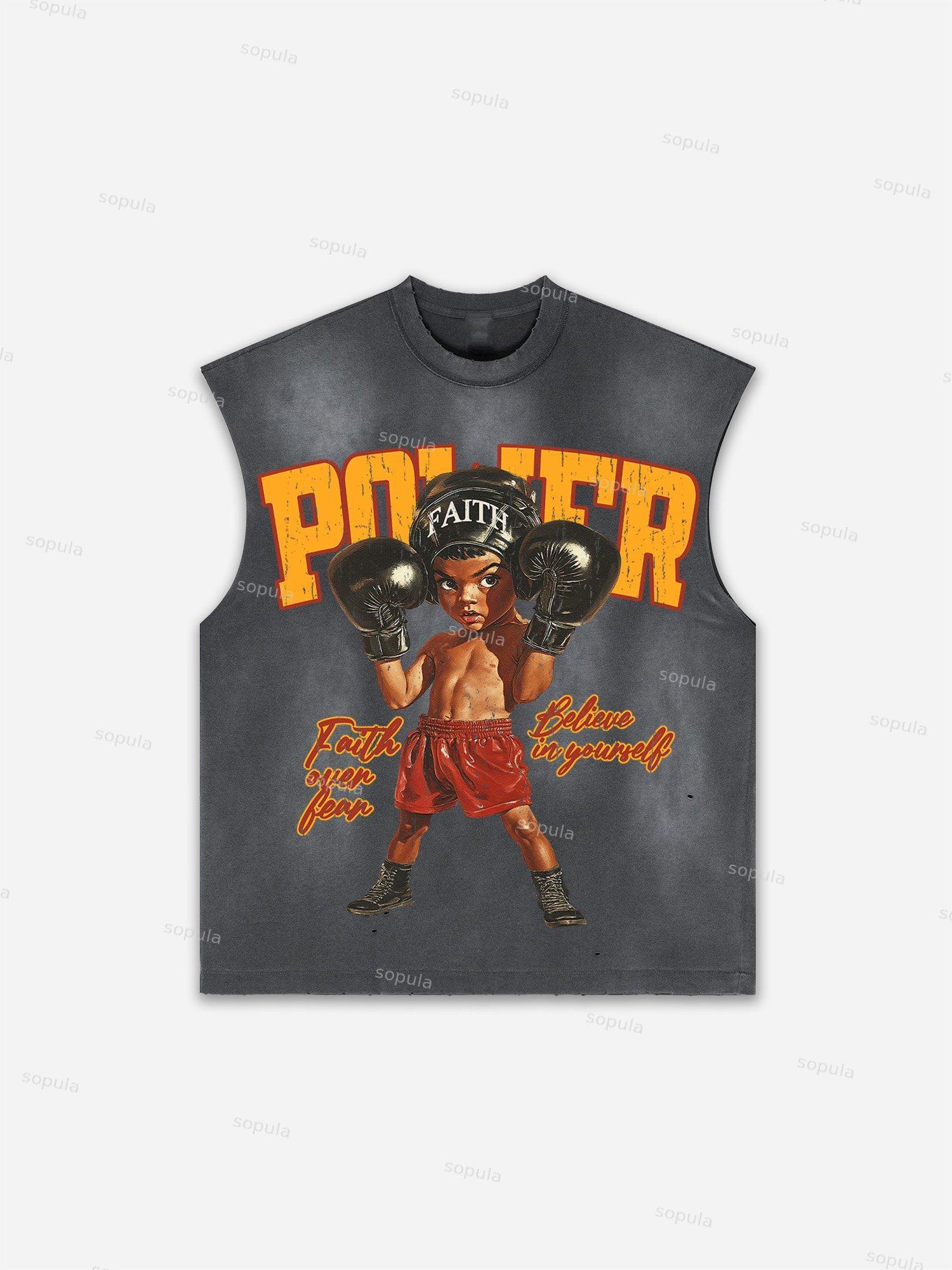 Men's Washed Casual Virtual Shadow Graphic Tank Top Product Image