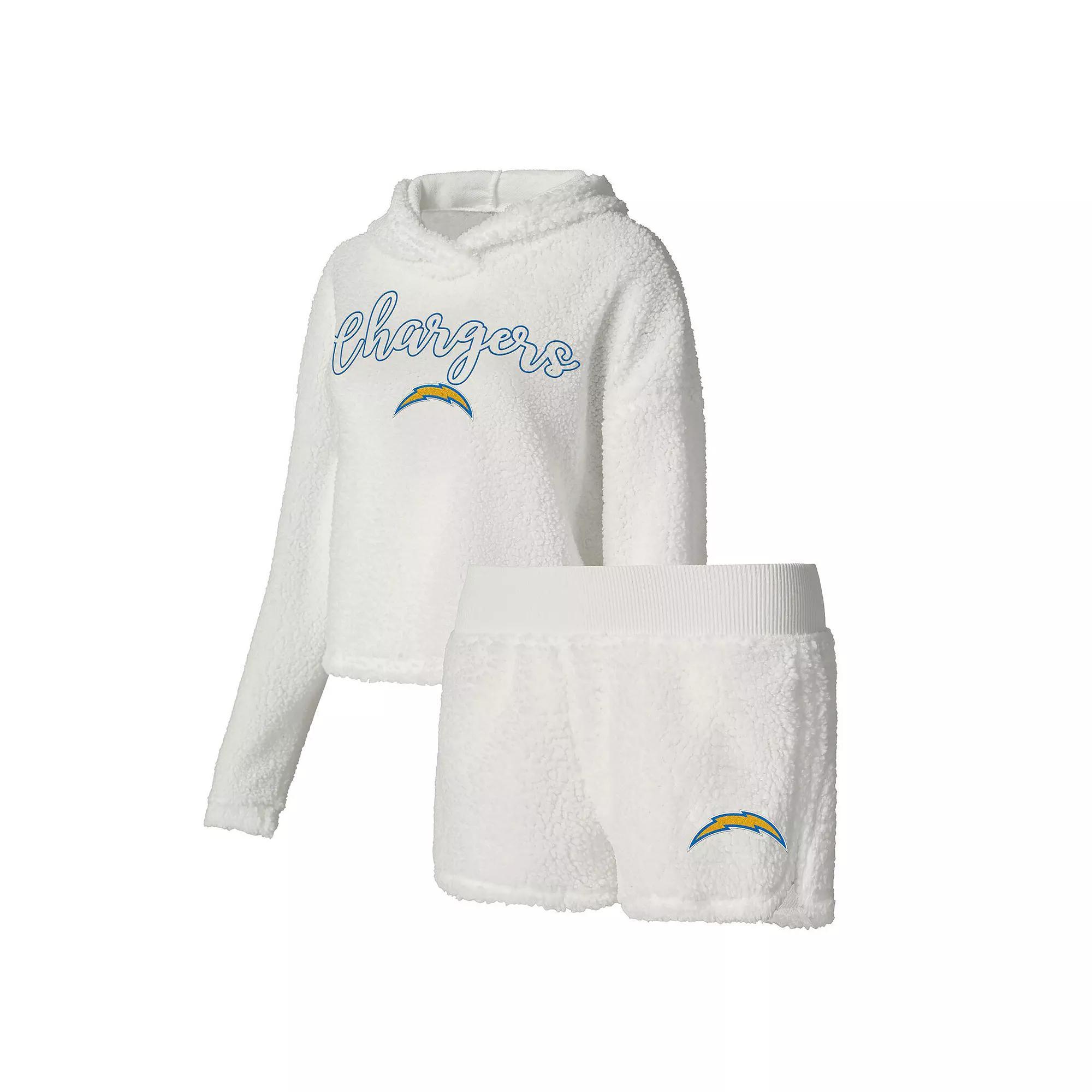 Womens Concepts Sport Los Angeles Chargers Fluffy Pullover Sweatshirt & Shorts Sleep Set Product Image