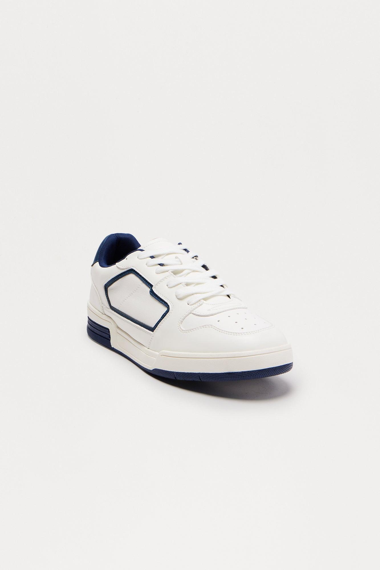 Ideal Low Top Lace Up Sneakers - White/Blue Product Image