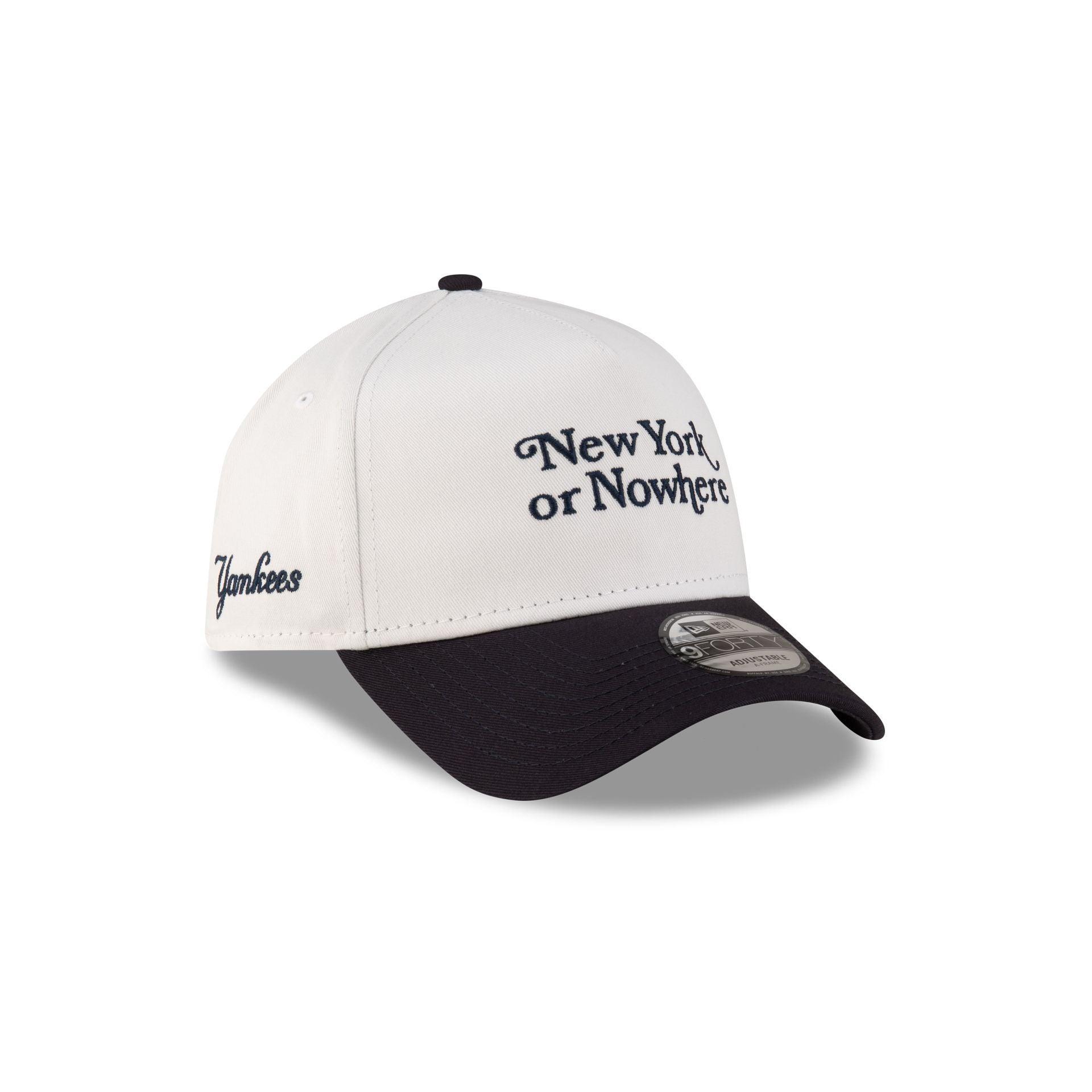 New York or Nowhere x New York Yankees White Wordmark 9FORTY A-Frame Snapback Hat Male Product Image