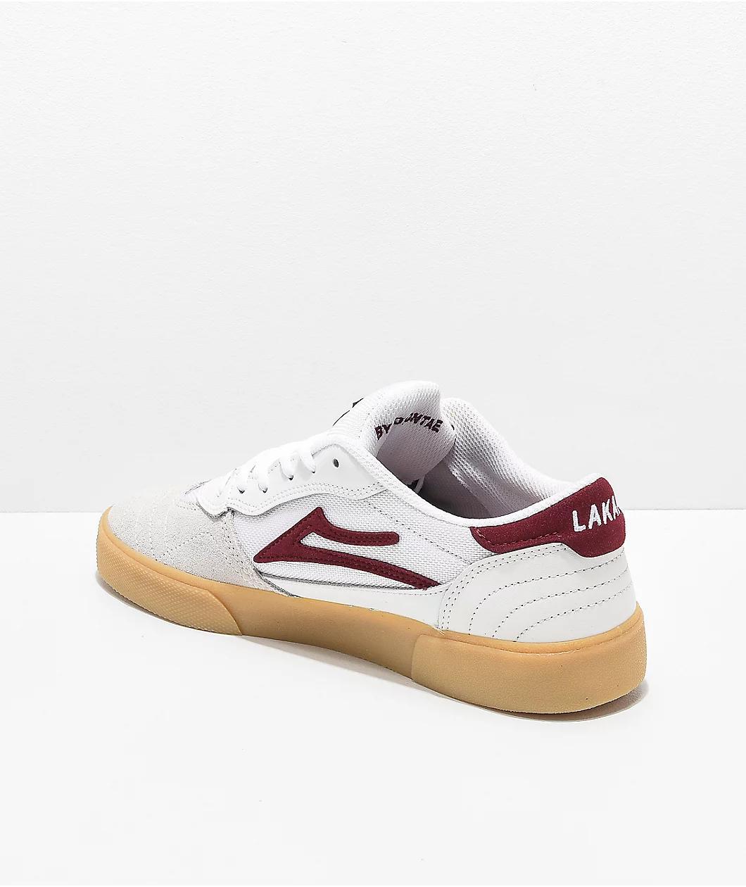 Lakai Cambridge White, Burgundy & Gum Skate Shoes Product Image