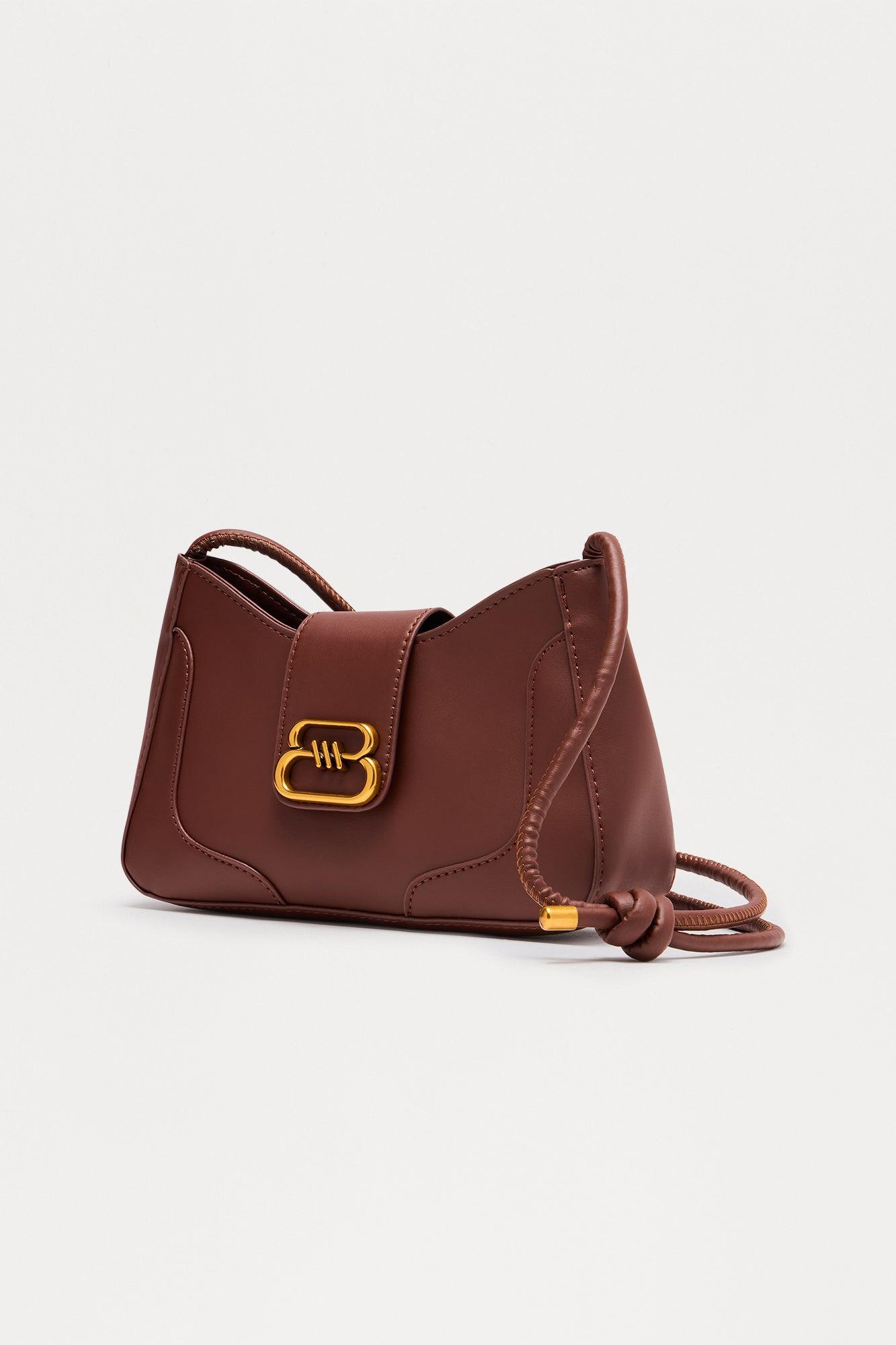 Baddie Knotted Faux Leather Handbag - Brown Female Product Image