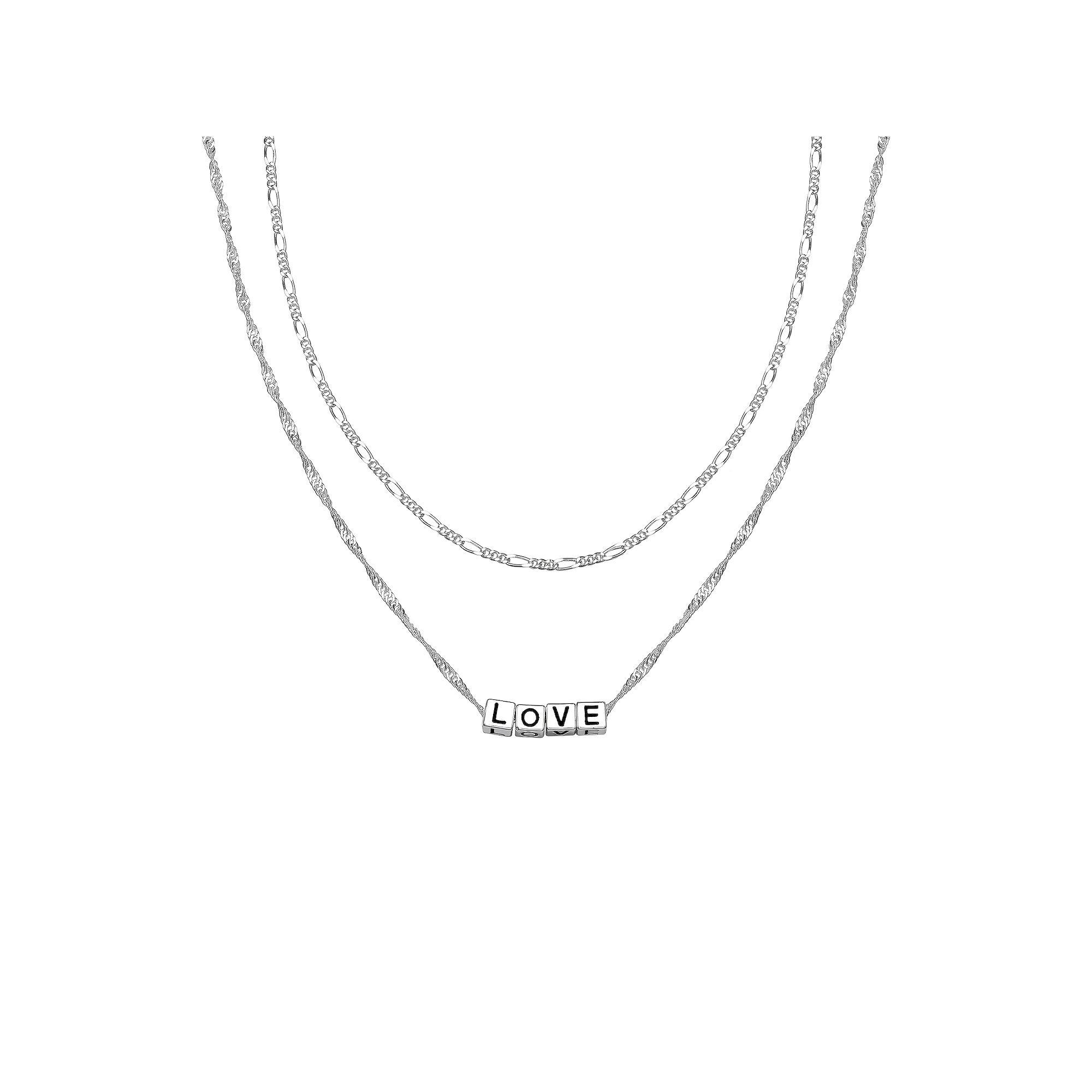 Aurielle Fine Silver Plated "Love" Chain Set, Women's, Size: 16", Silvertone Product Image