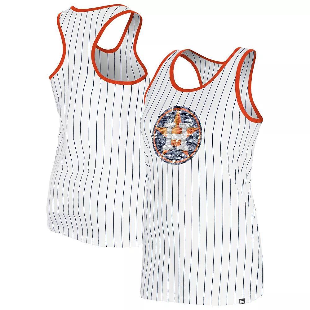 Women's New Era White Houston Astros Gameday Pinstripe Tank Top, Size: Large Product Image