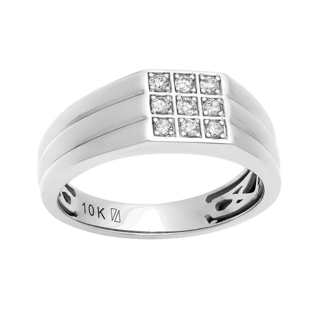 AXL 10k White Gold 1/5 Carat T.W. Diamond Men's Wedding Band, Size: 9, 10k Whgold Product Image