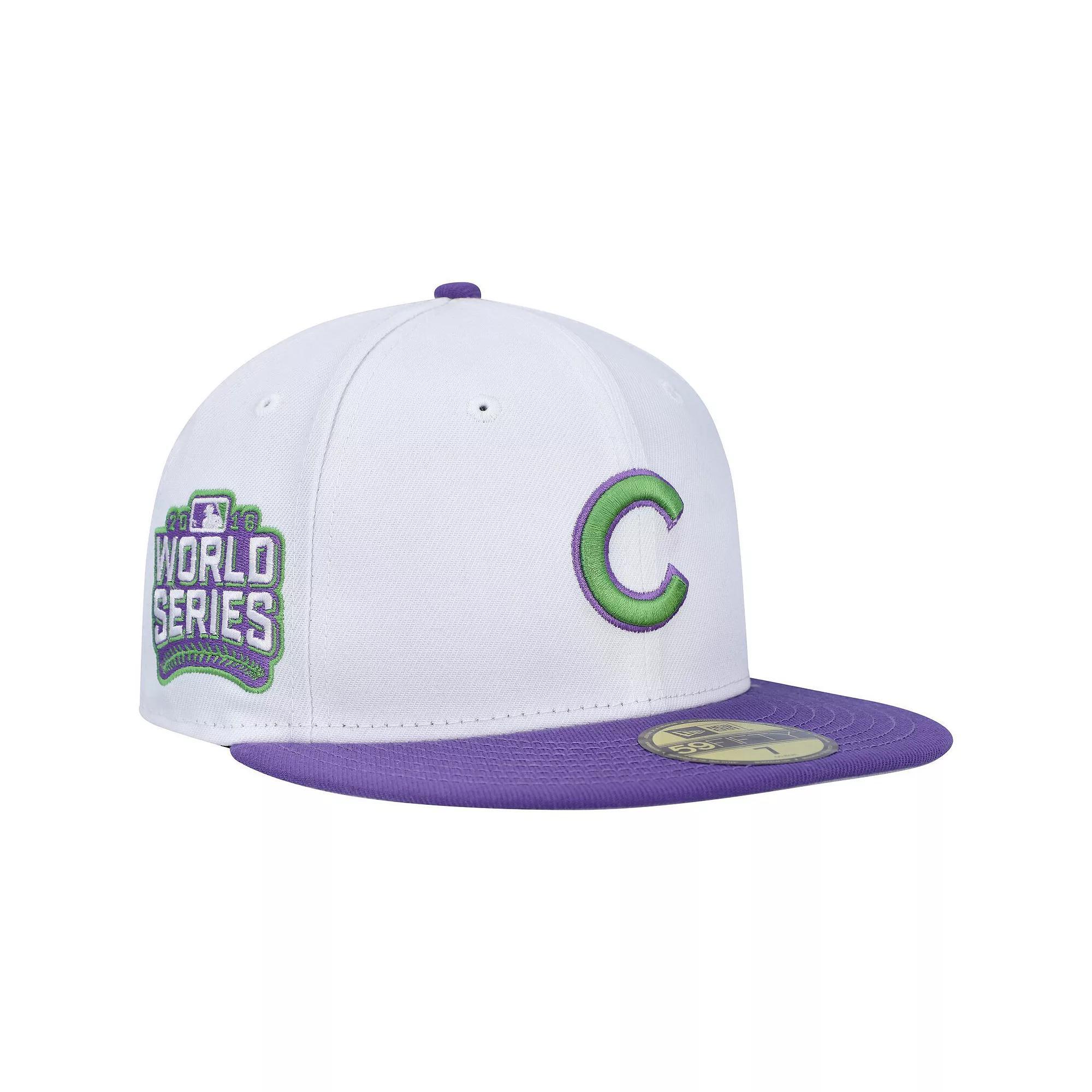 Men's New Era White Chicago Cubs  Side Patch 59FIFTY Fitted Hat, Size: 7 Product Image