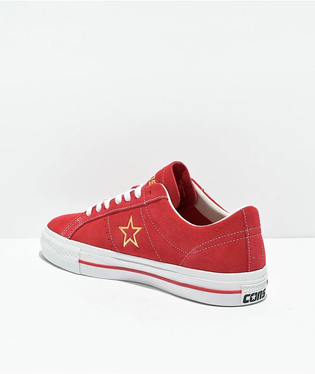Converse One Star Pro Varsity Red & Gold Skate Shoes Product Image