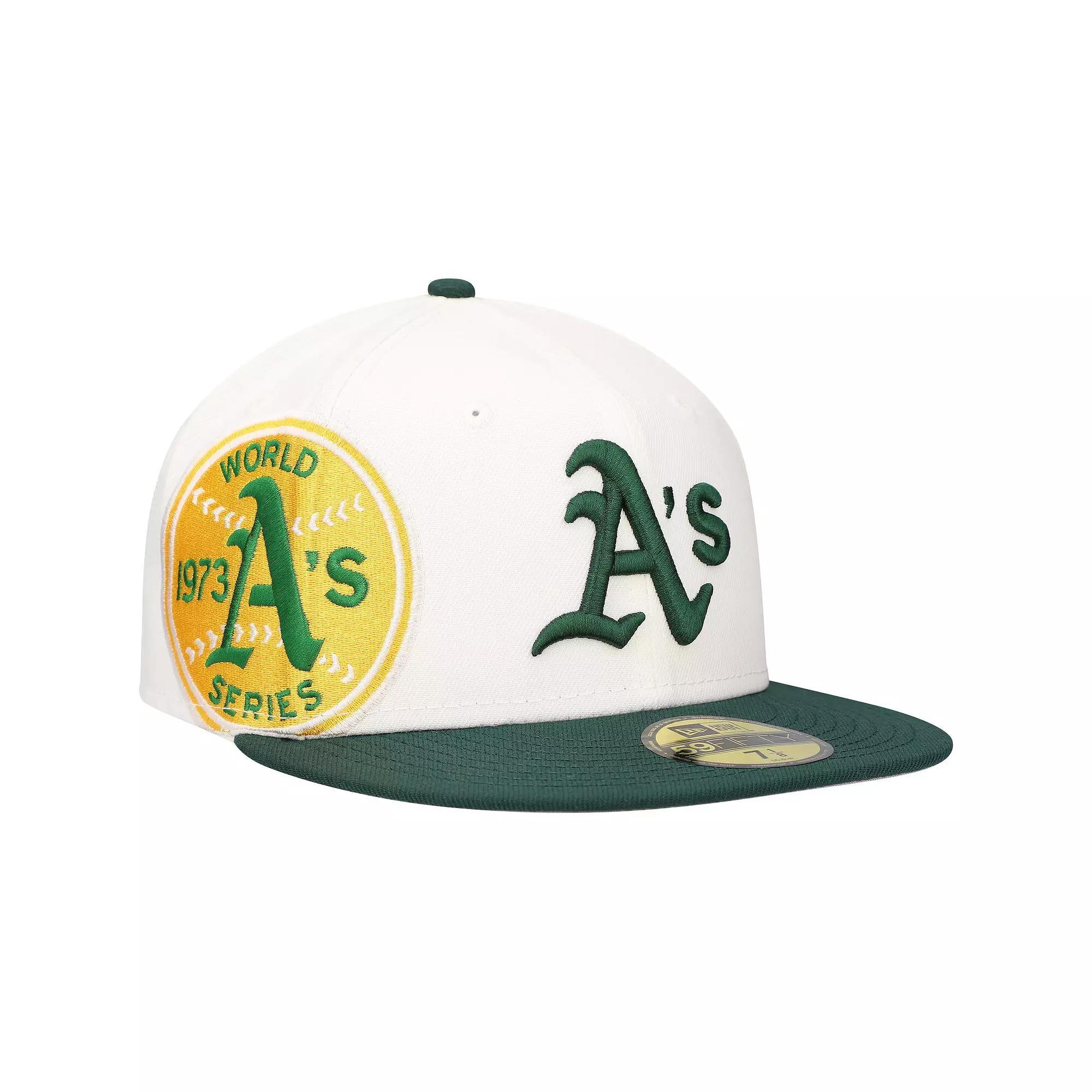 Men's New Era White/Green Oakland Athletics Major Sidepatch 59FIFTY Fitted Hat, Size: 7 1/8 Product Image