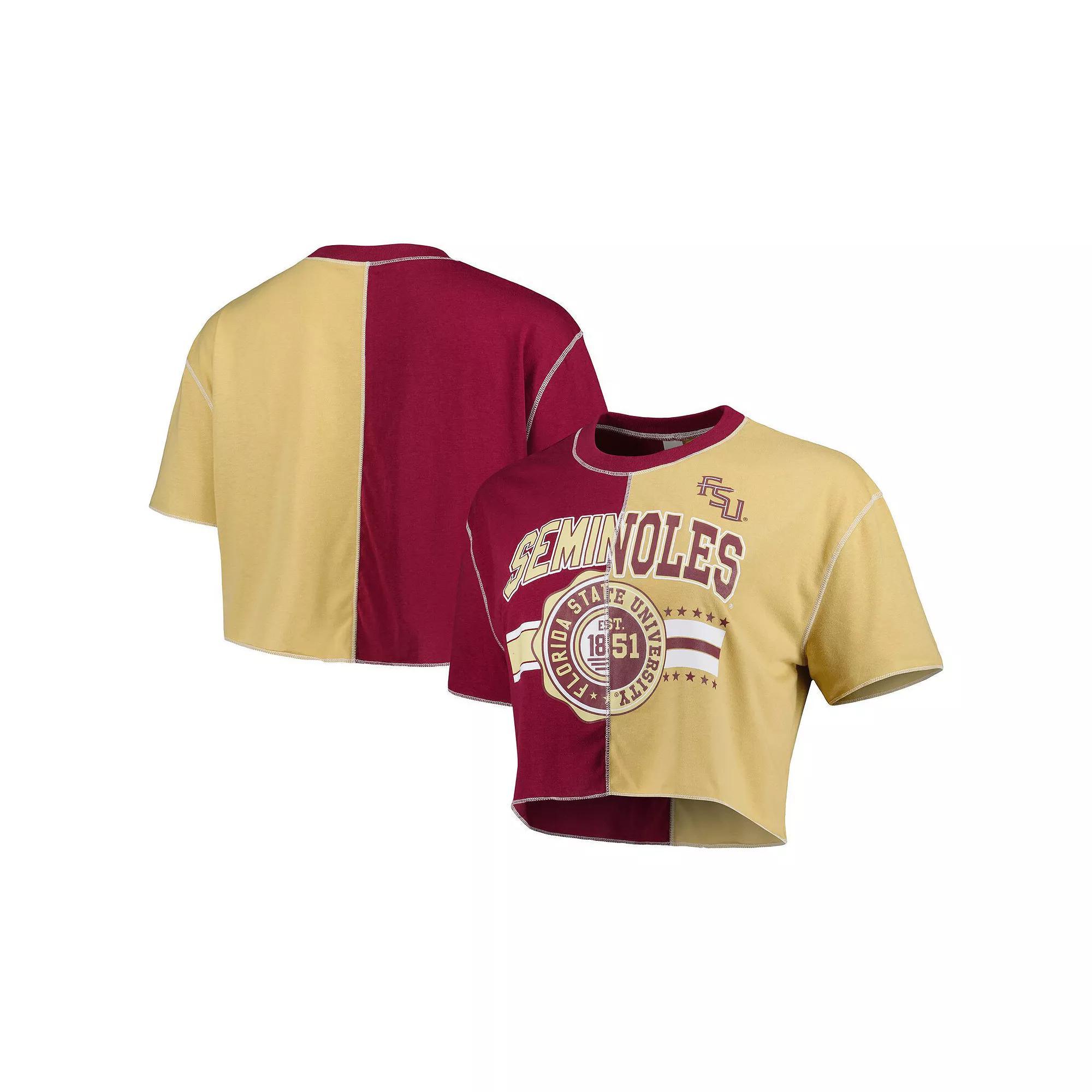 Women's ZooZatz Maroon/Gold Florida State Seminoles Colorblock Cropped T-Shirt, Size: XS, Red Product Image