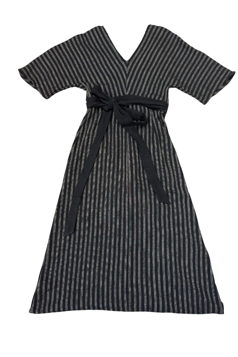 Diana Dress in Black 2 Tone Stripe Cotton Product Image
