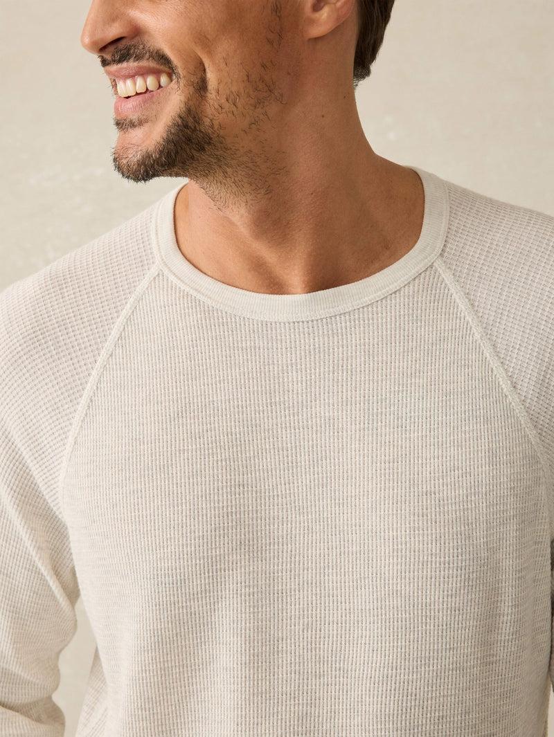 Long-Sleeve Cloud Waffle Crew - Ivory Heather Product Image