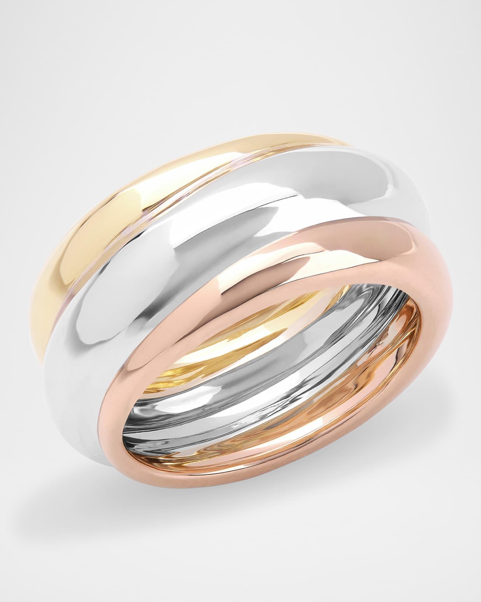 Tri Gold Three-Row Bubble Ring Product Image