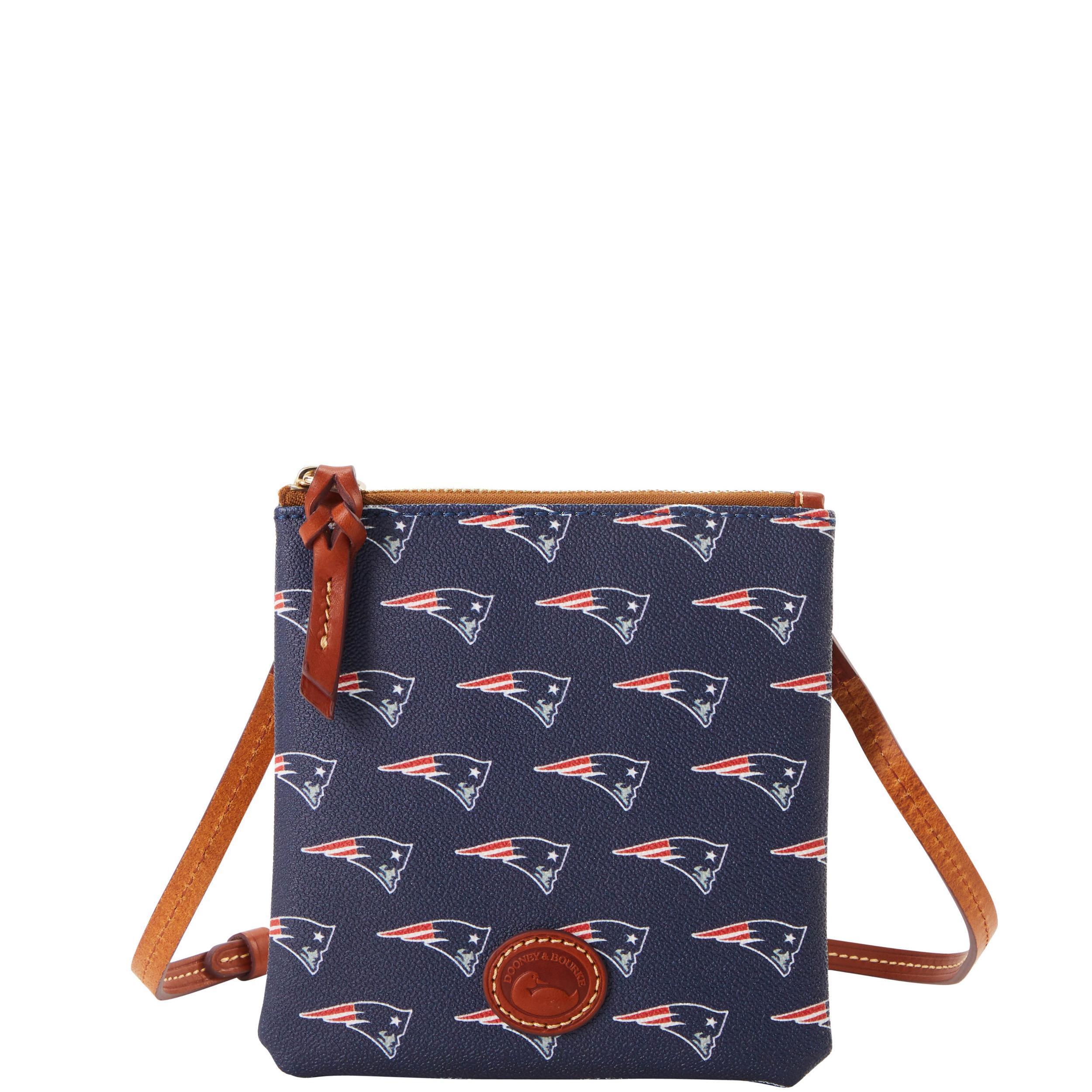Dooney & Bourke Womens NFL Patriots Small North South Top Zip Crossbody Coated Cotton Shoulder Bag in Navy Product Image