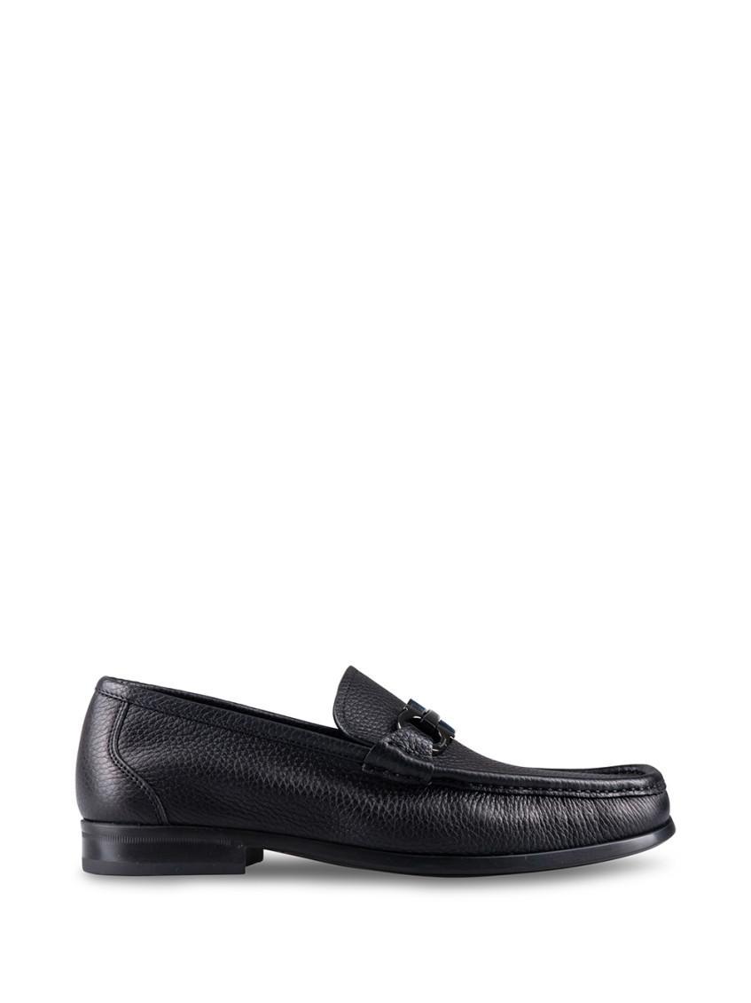FERRAGAMO Black Leather Loafers Product Image