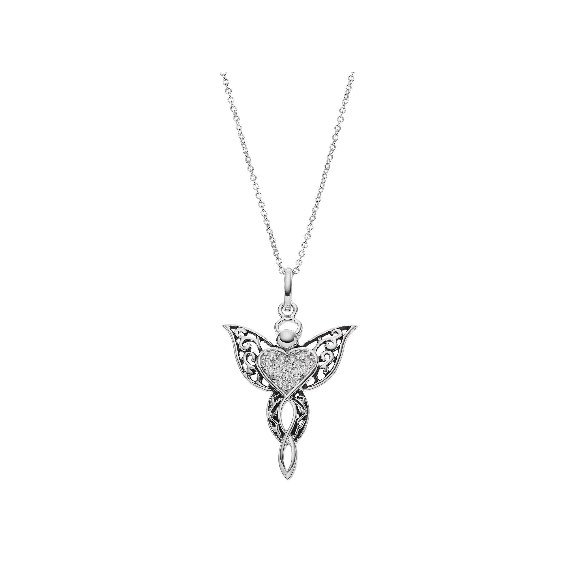 Sentimental Expressions Sterling Silver Cubic Zirconia Angel of Blessing Necklace, Women's, Size: 18", White Product Image