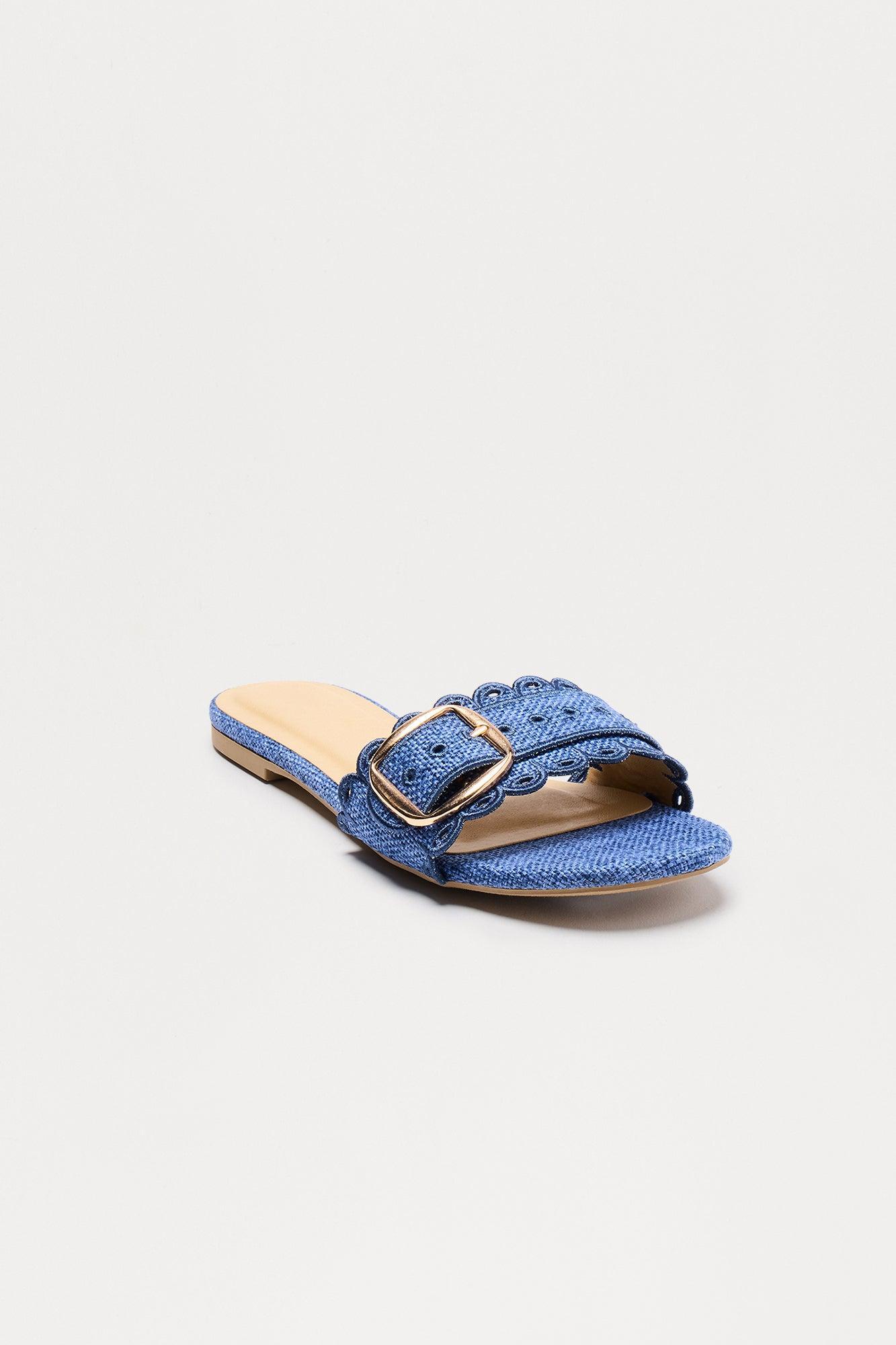 Nuala Buckle Slip On Sandals - Denim Product Image