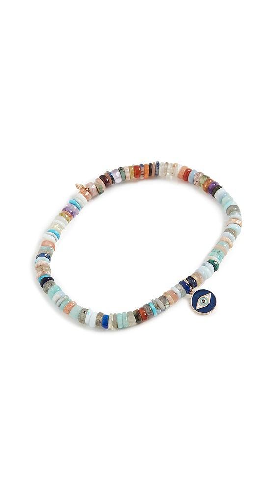 Sydney Evan Tiny Enamel Evil Eye Medallion Bracelet | Shopbop Product Image