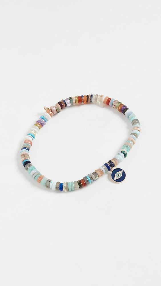 Sydney Evan Tiny Enamel Evil Eye Medallion Bracelet | Shopbop Product Image