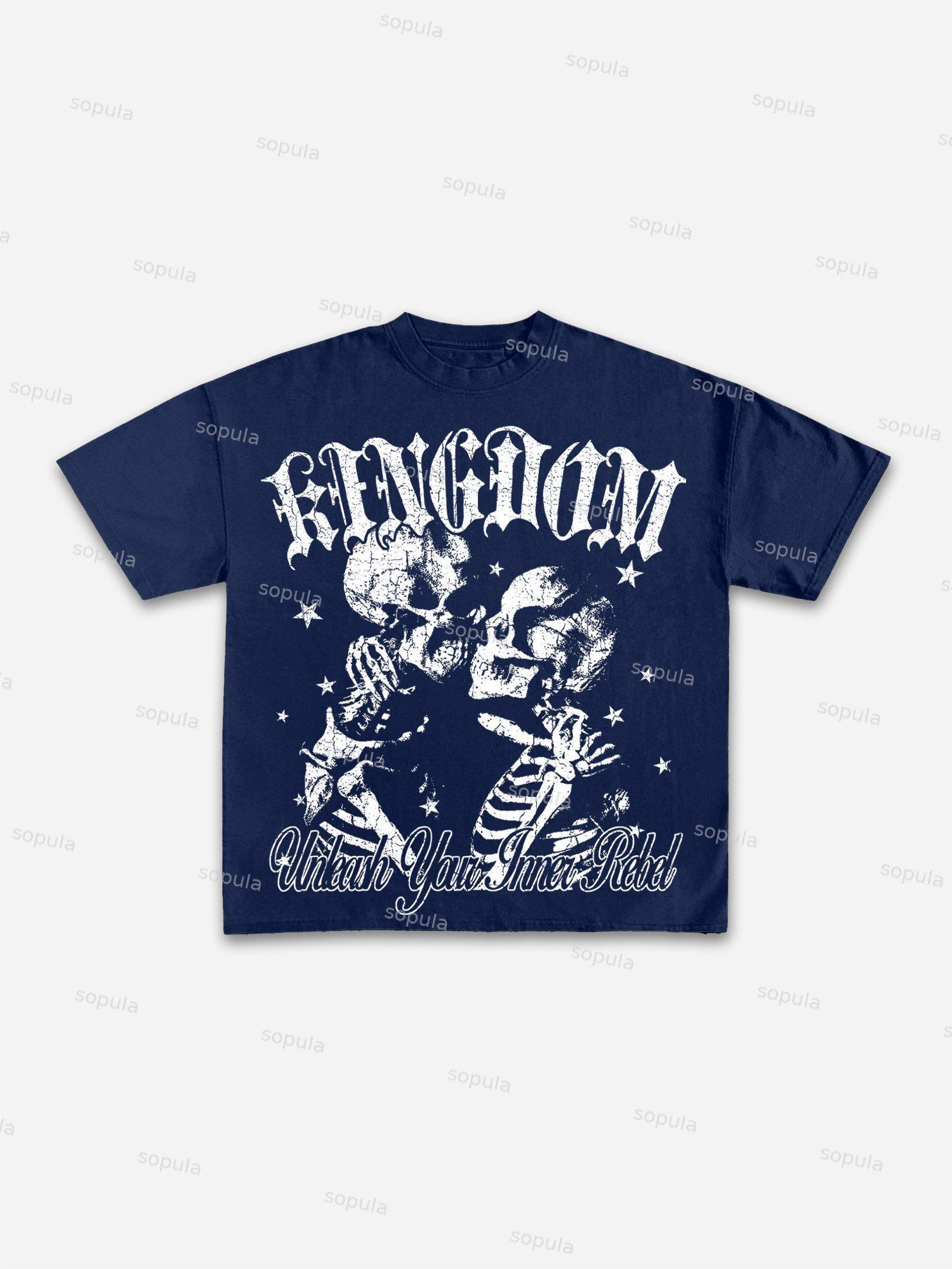 Skull Graphic Print Cotton T-shirt Product Image