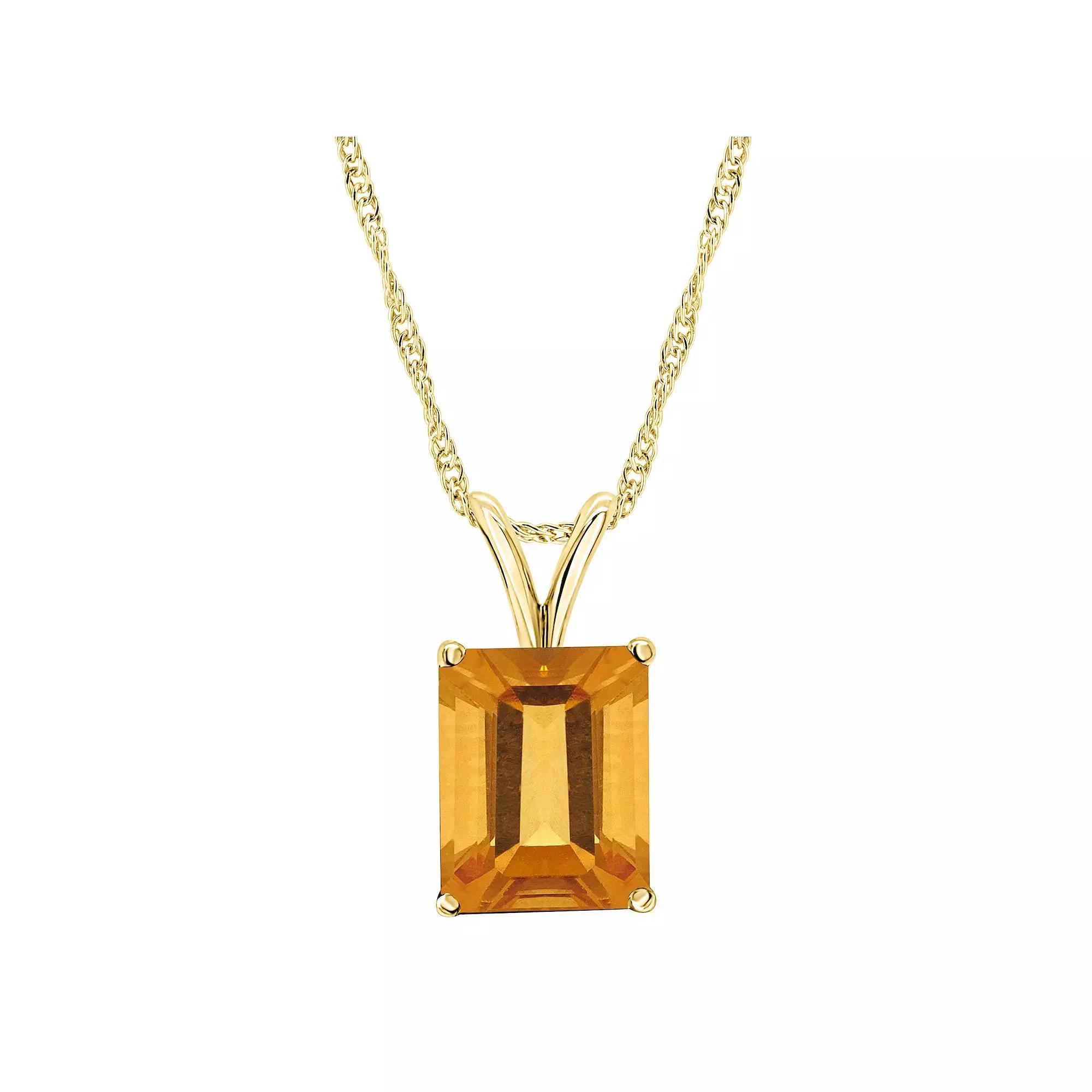 Alyson Layne 14k Gold Emerald Cut Amethyst Pendant Necklace, Women's, Size: 18" Product Image