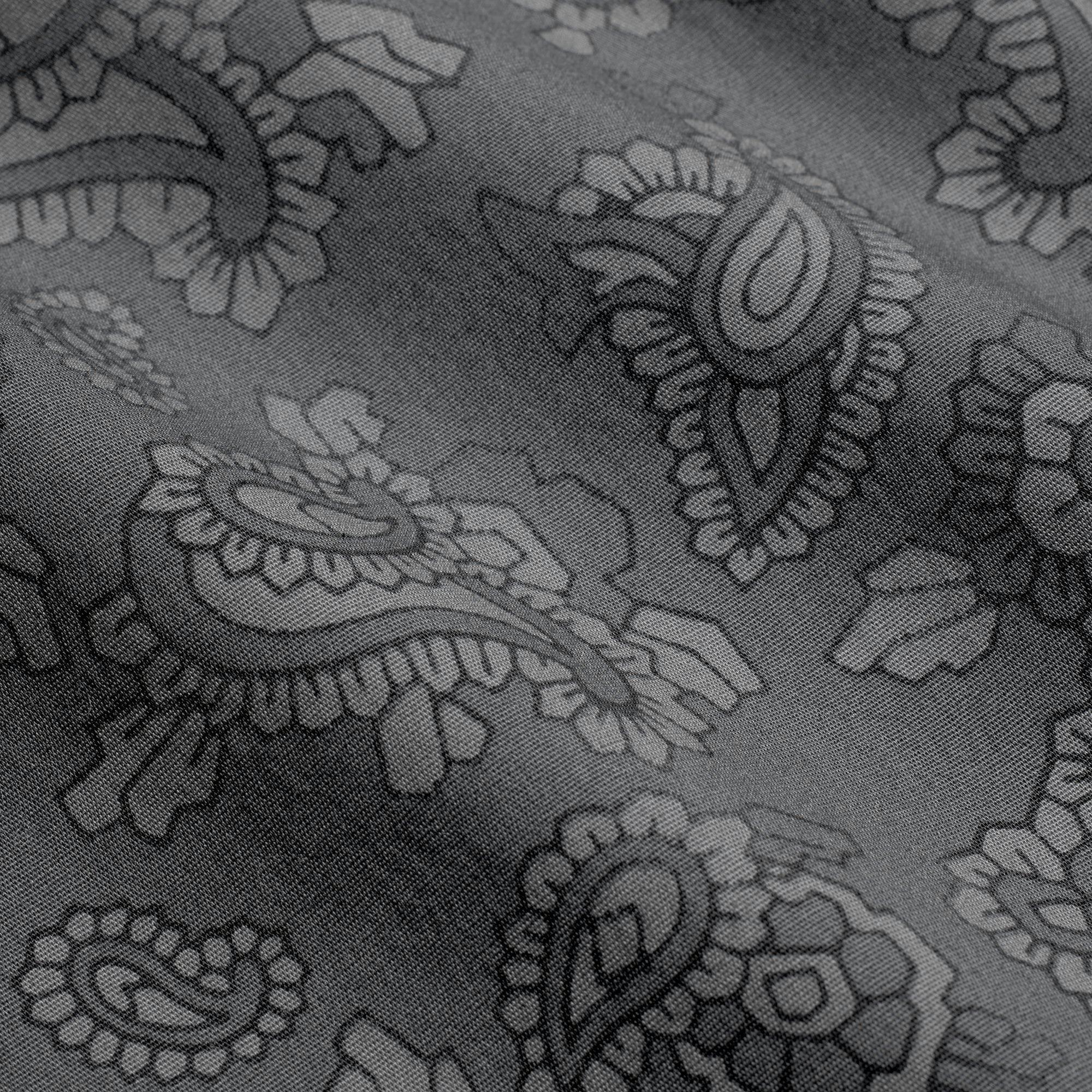 COTTON POPLIN MENS LONG SLEEP SET | ASH PAISLEY PRINT Product Image