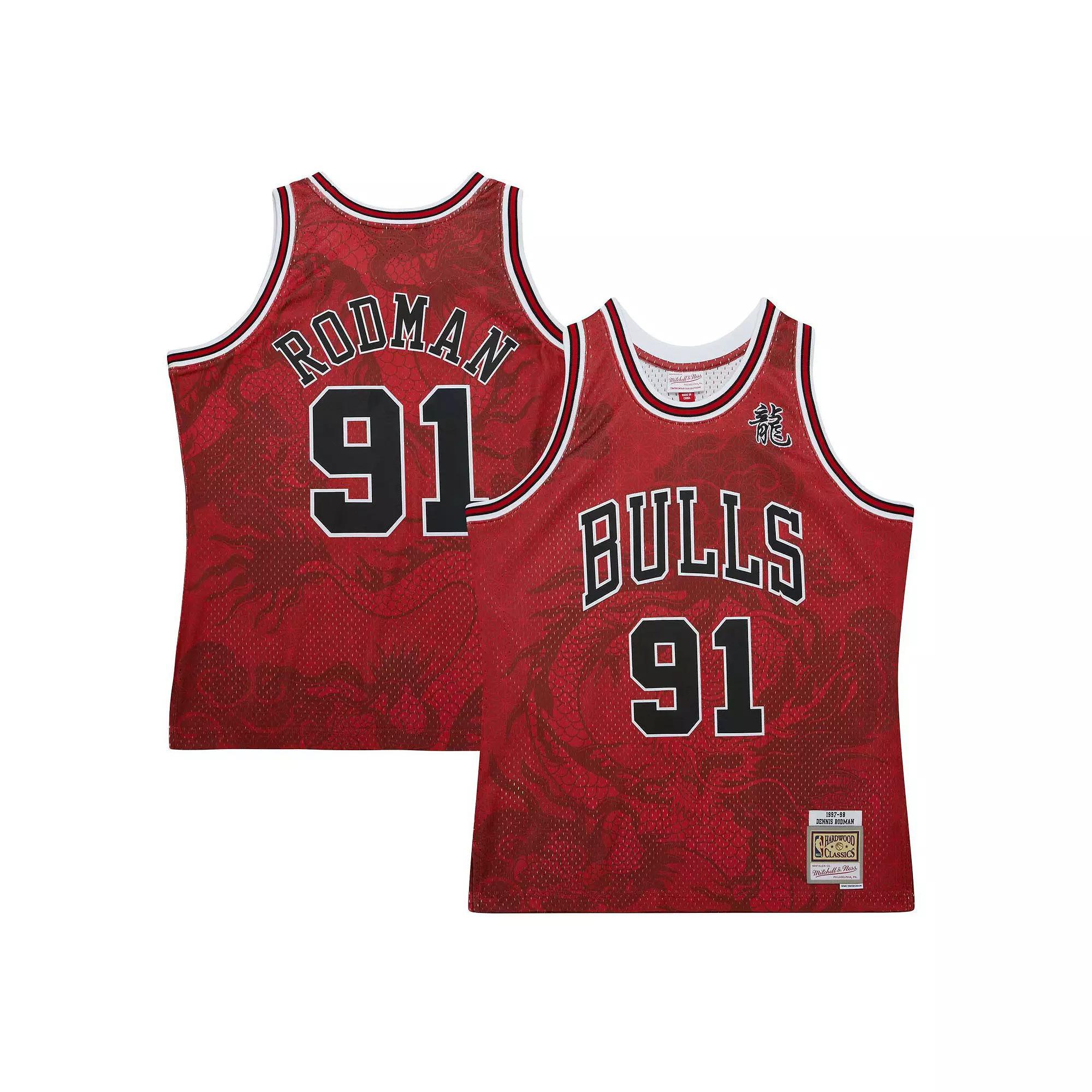 Men's Mitchell & Ness Dennis Rodman Red Chicago Bulls 1997/98 Hardwood Classics Asian Heritage 6.0 Swingman Throwback Player Jersey, Size: Medium Product Image