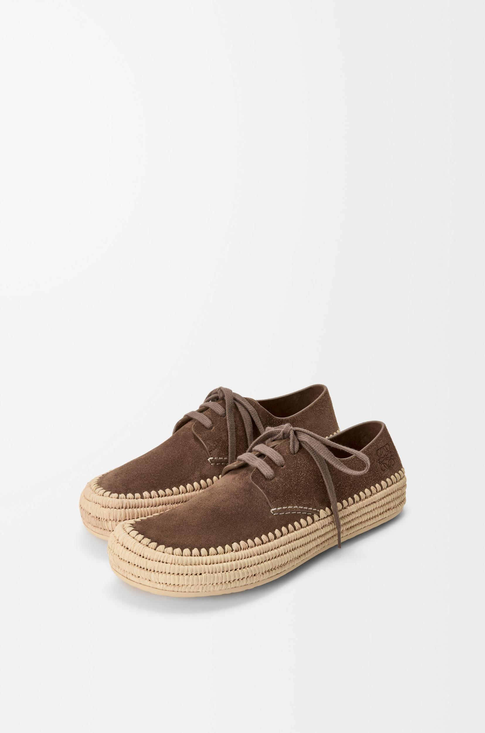 Rio lace-up in suede and raffia Product Image
