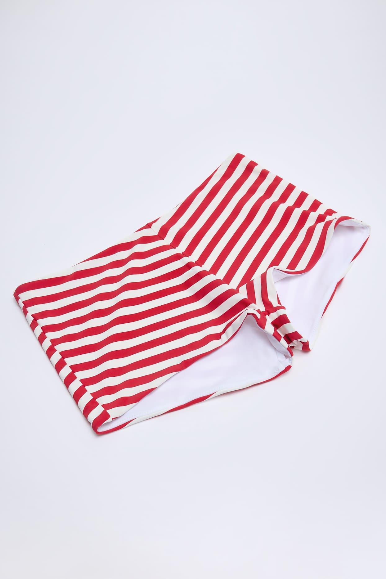 Mid-Rise Hotpants in Cherry Red Stripe Product Image