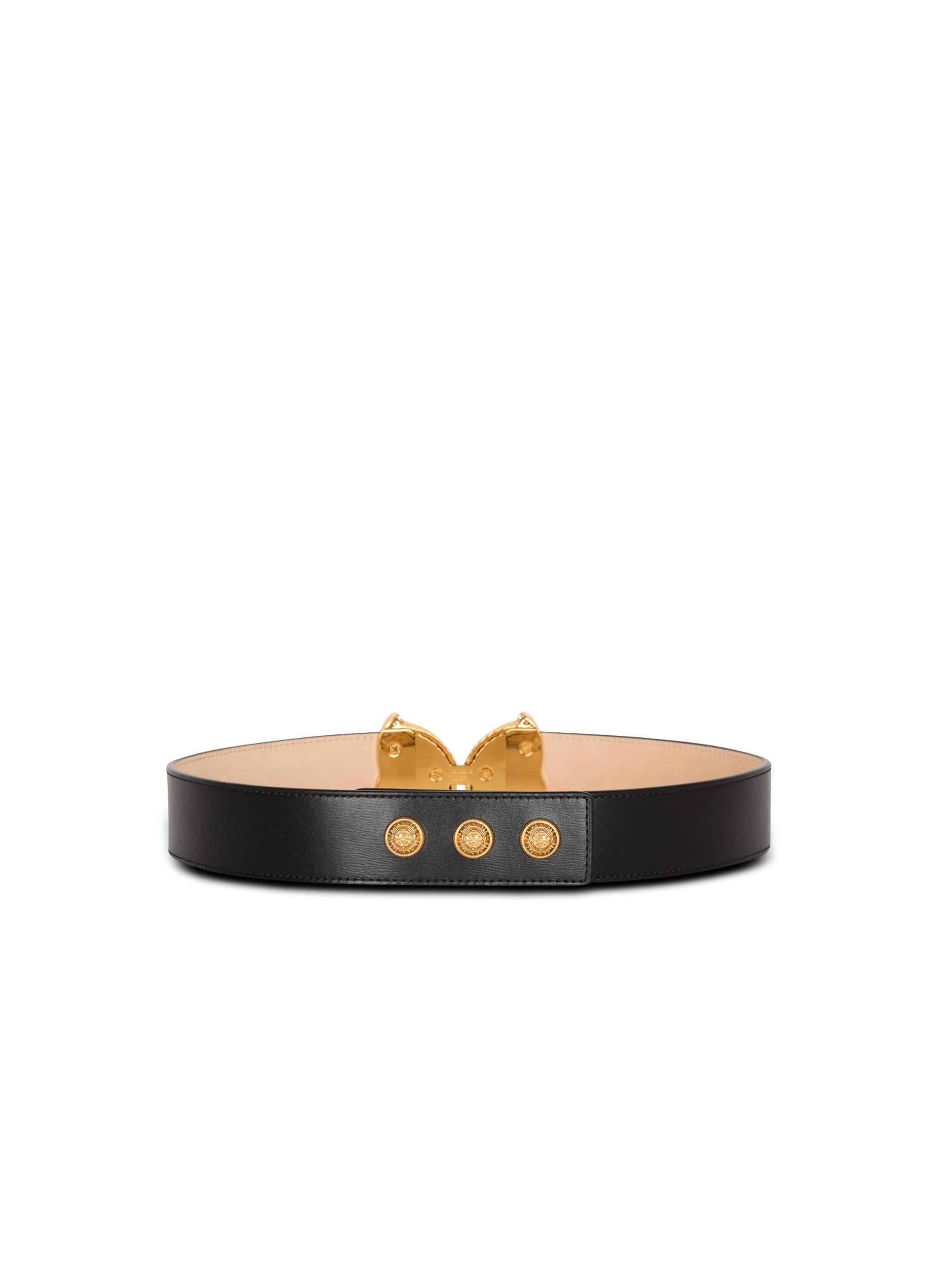 Leather belt with embellished buckle Product Image