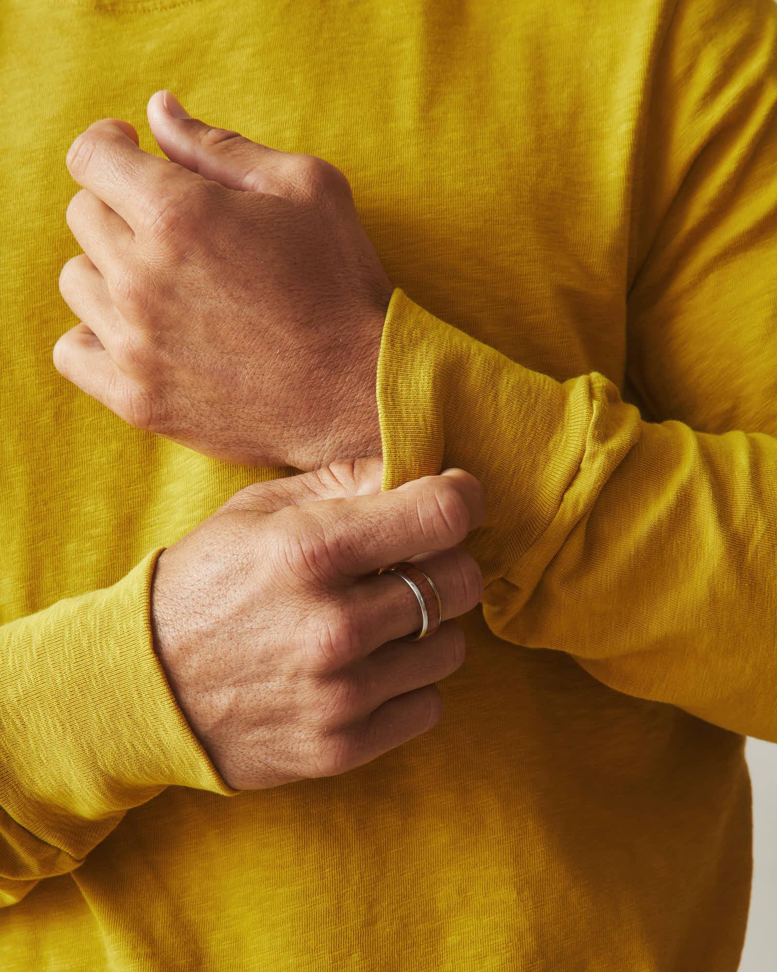 Men's Premium Slub Crew Long Sleeve Tee - Golden Palm Male Product Image
