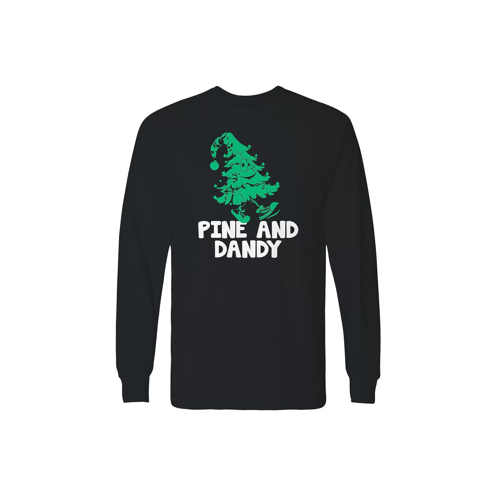 Men's Pine Christmas Dandy Long Sleeve Graphic Tee, Size: Small, Black Product Image
