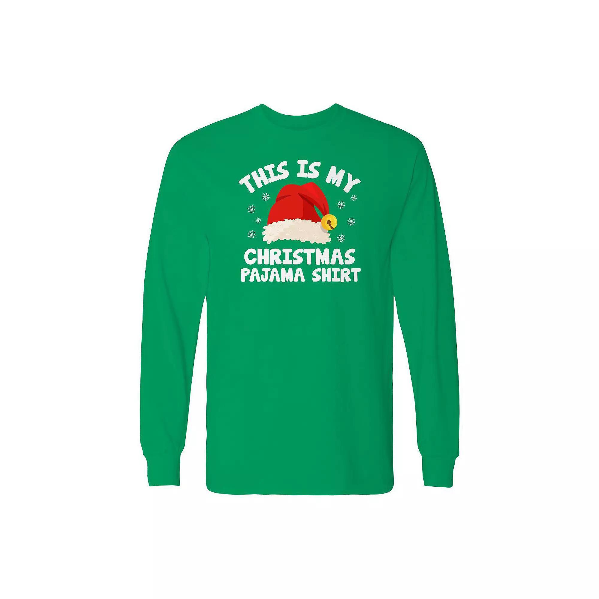 Men's Pajama Christmas Shirt Long Sleeve Graphic Tee, Size: XL, Irish Green Product Image
