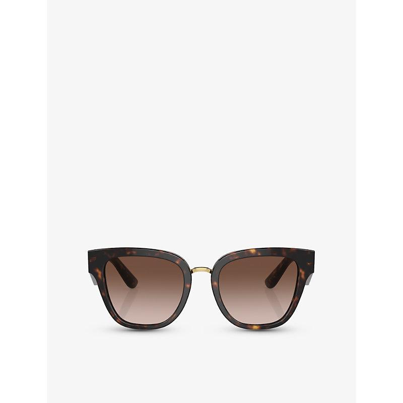 DOLCE & GABBANA Womens Brown Dg4437 Square-frame Tortoiseshell Acetate Sunglasses Product Image