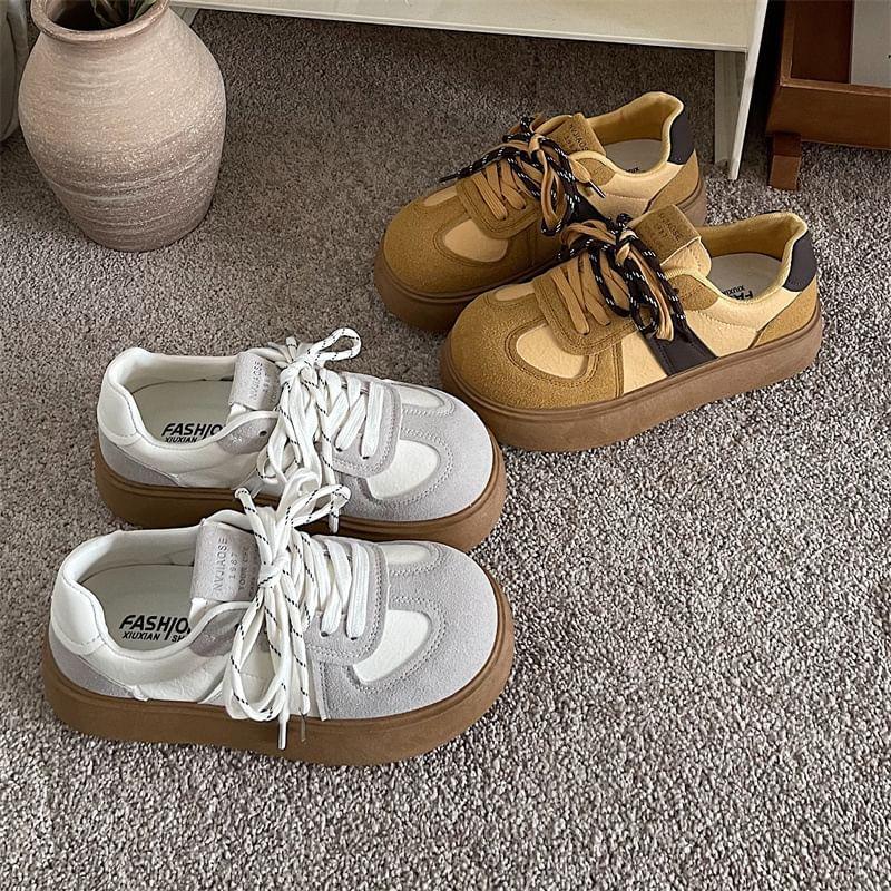 Color Block Platform Sneakers Product Image