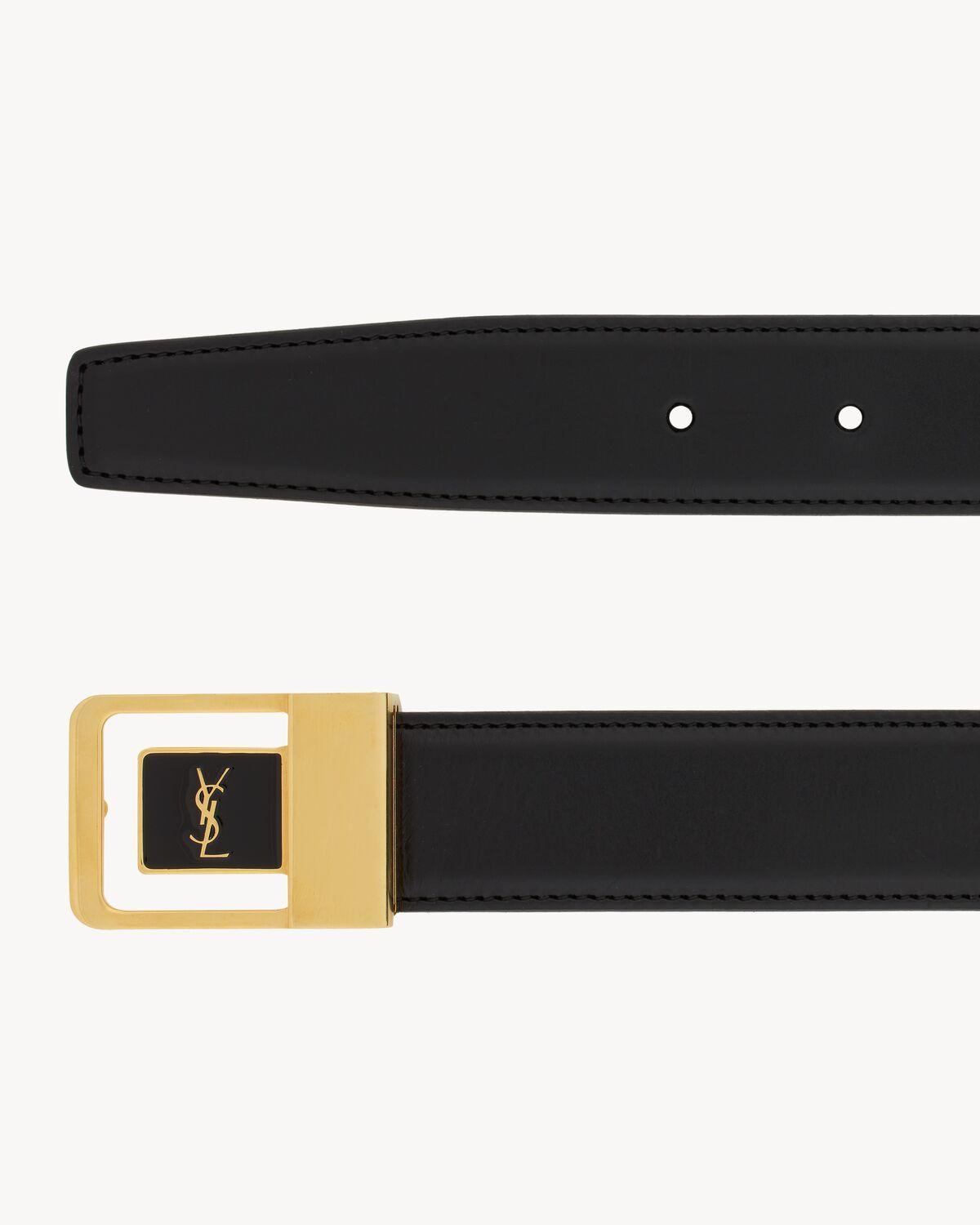 LA 66 buckle belt in lacquered leather | Saint Laurent | YSL.com Product Image