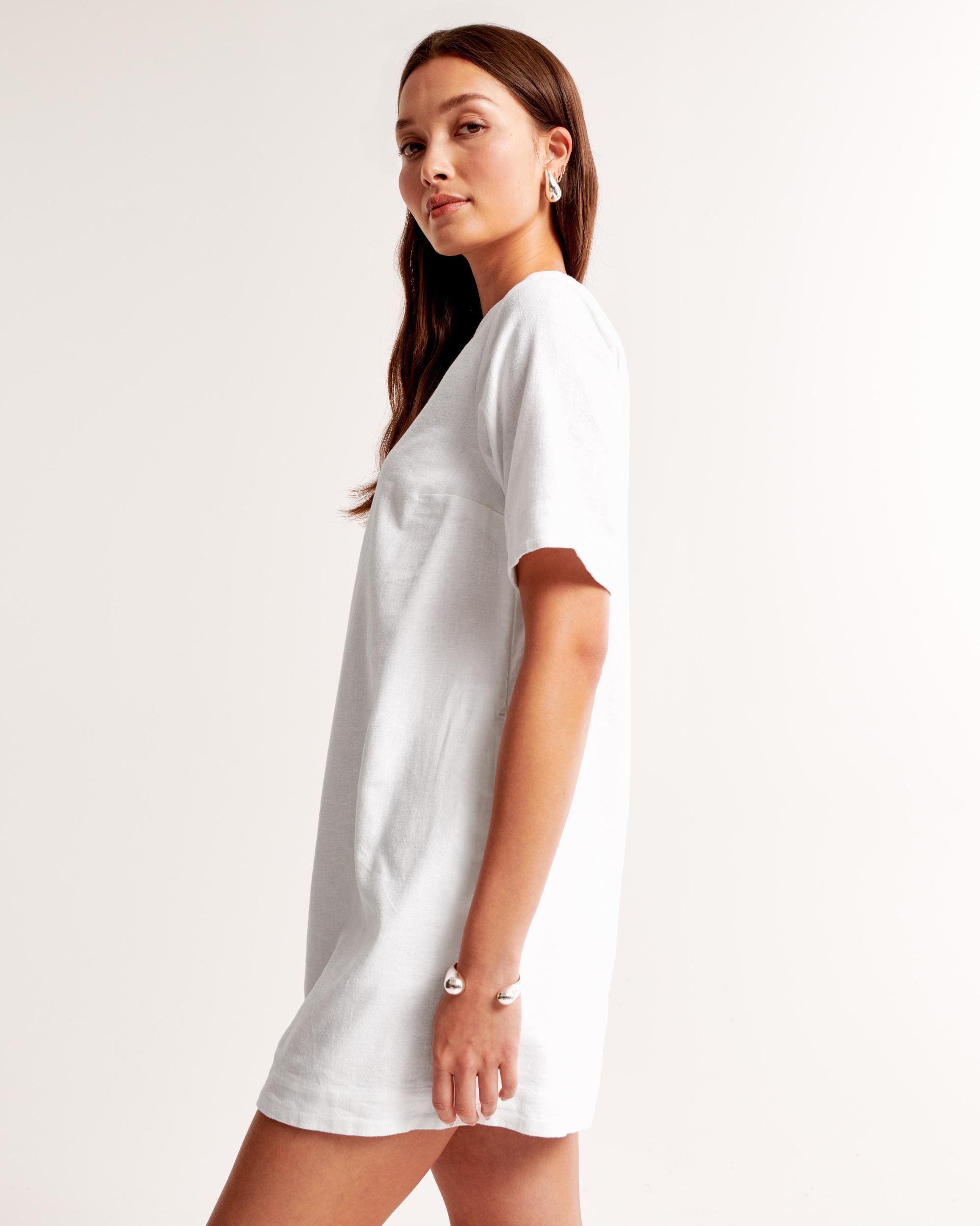 Linen-Blend T-Shirt Dress Product Image