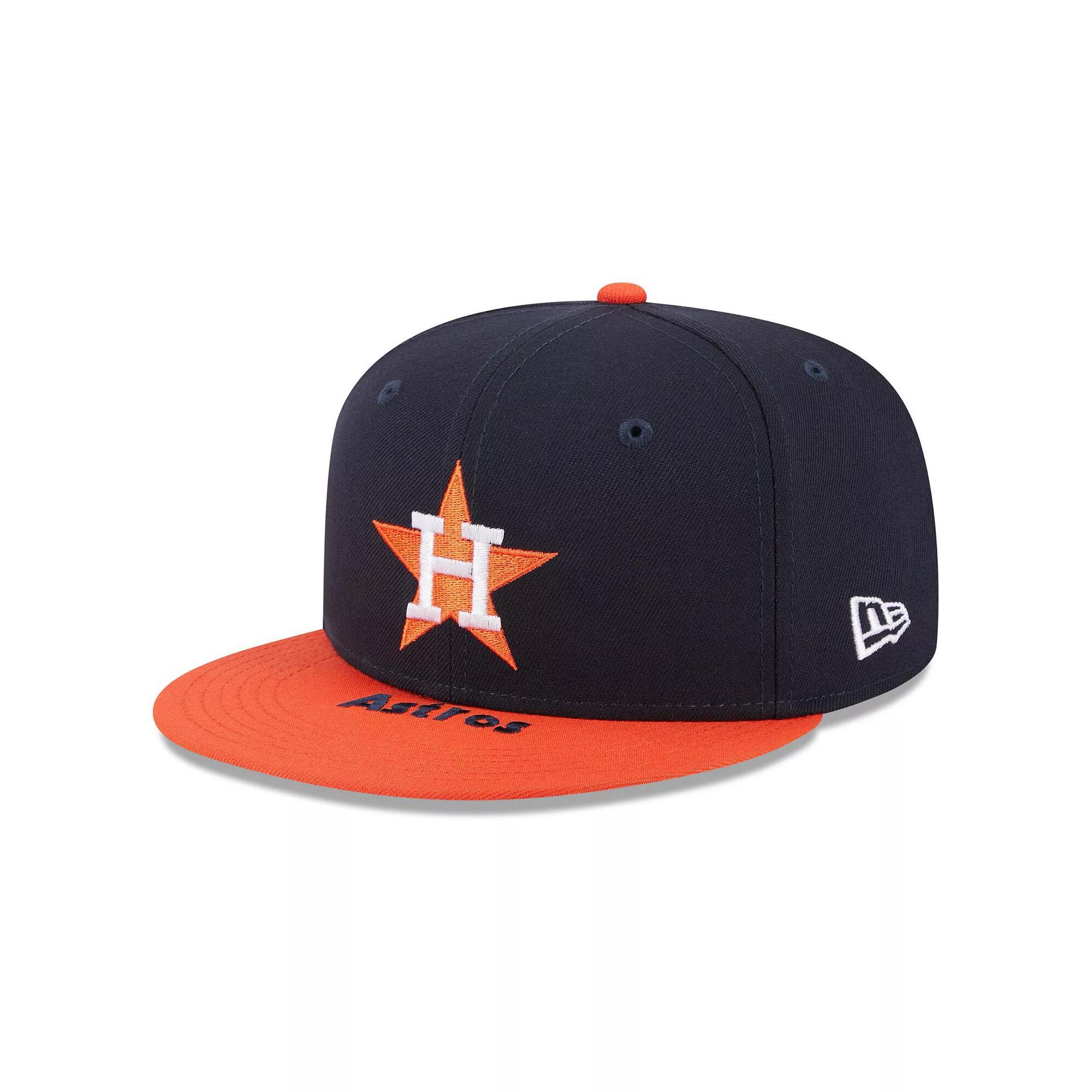 Men's New Era Navy/Orange Houston Astros On Deck 59FIFTY Fitted Hat, Size: 7 1/4, Blue Product Image