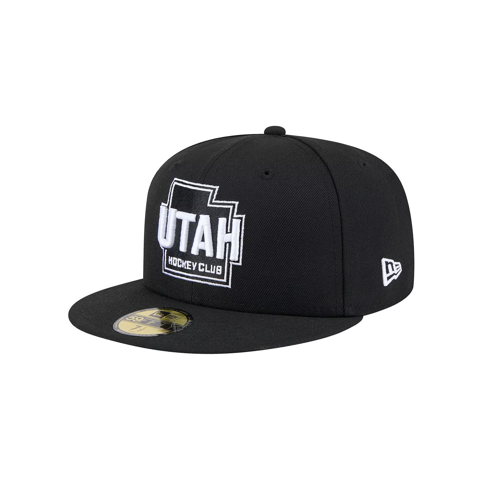 Men's New Era Black Utah Hockey Club State Shape 1st Season 59FIFTY Fitted Hat, Size: 7, Ute Black Product Image