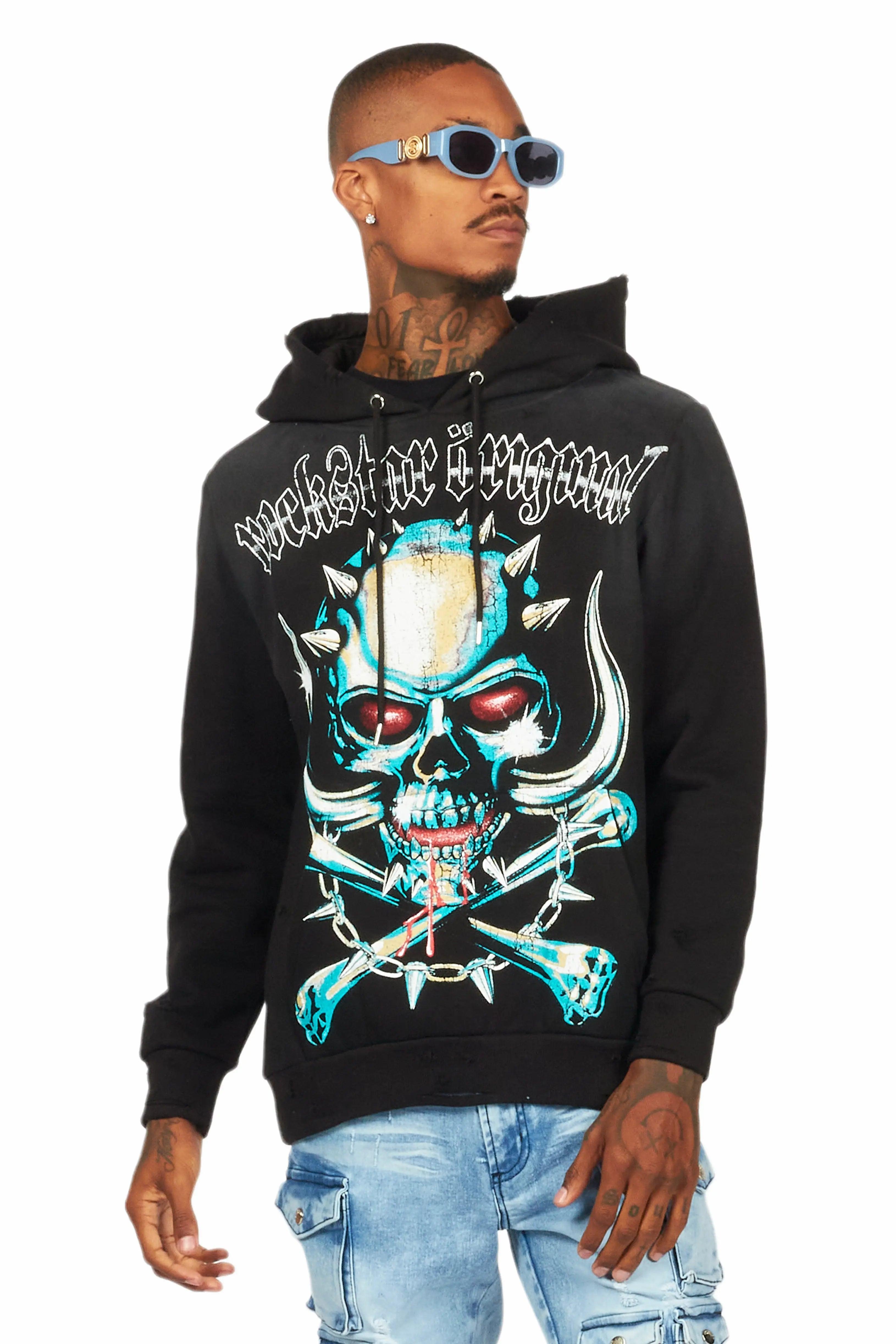Inner Luv Black Distressed Graphic Hoodie Male Product Image