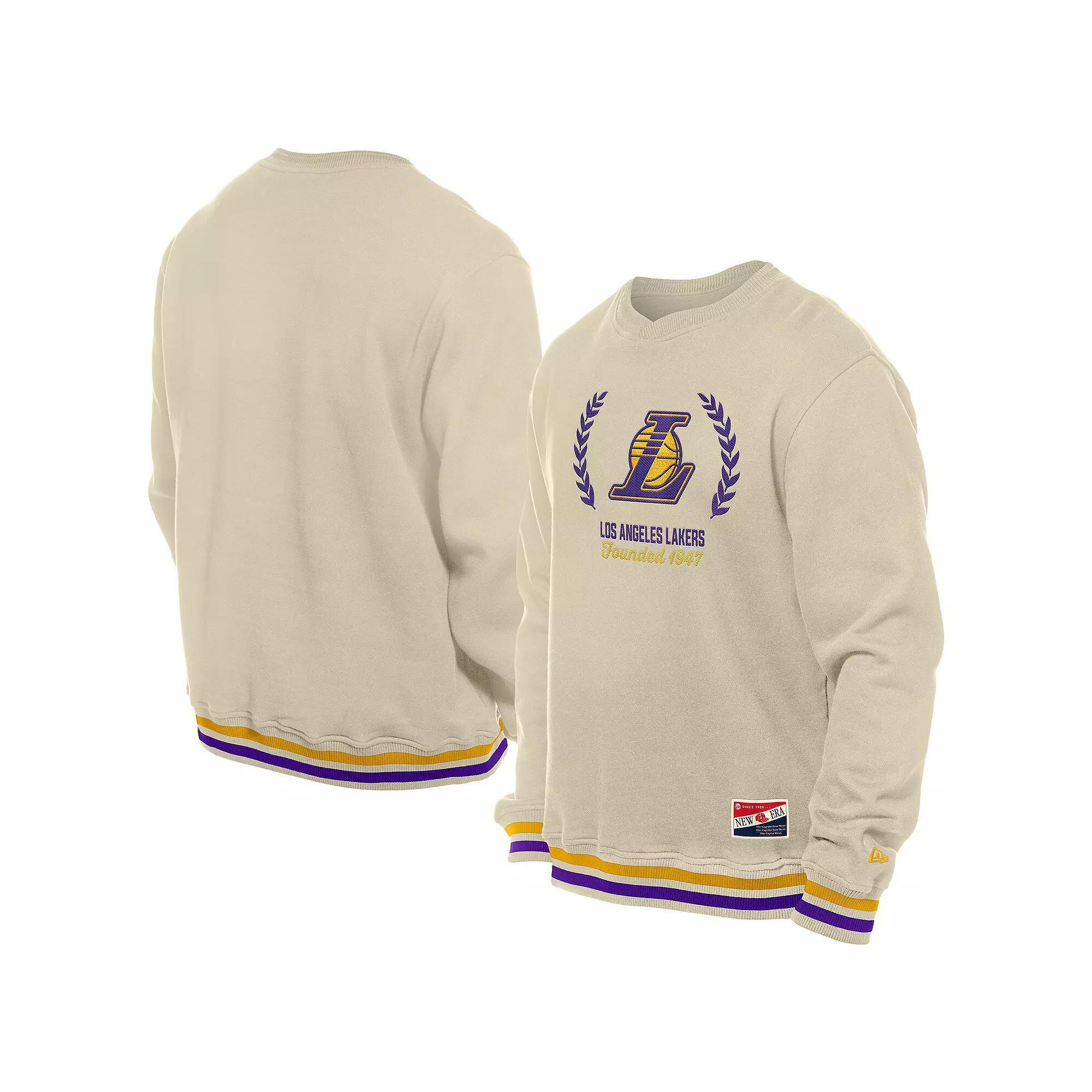 Men's New Era White Los Angeles Lakers Throwback Vintage Pullover Sweatshirt, Size: 2XL Product Image