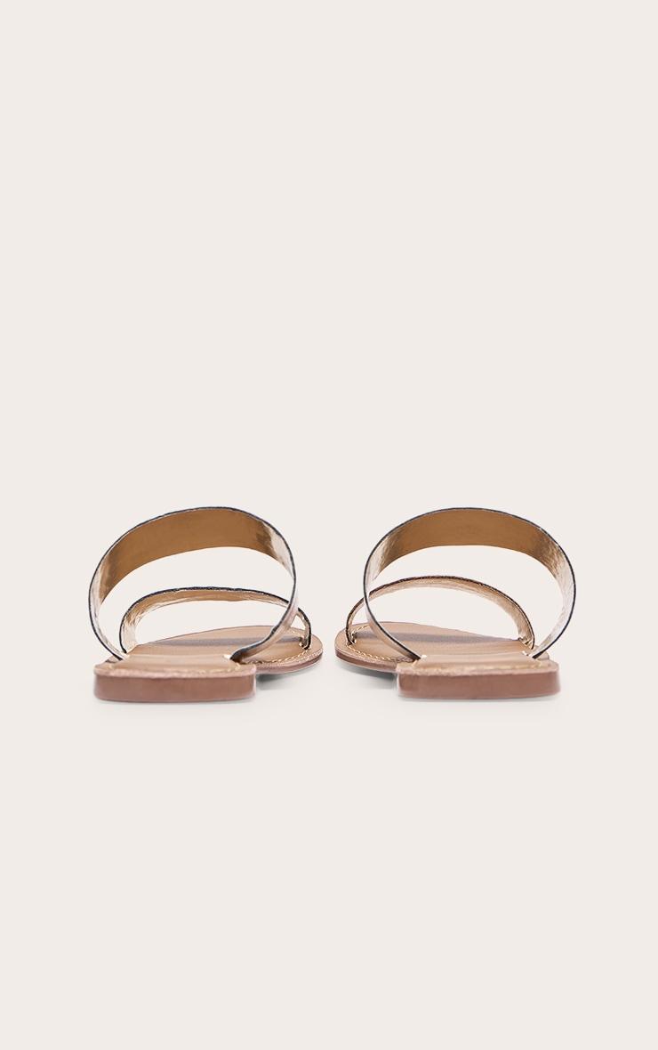 Gold Twin Strap Basic Leather Sandals Product Image