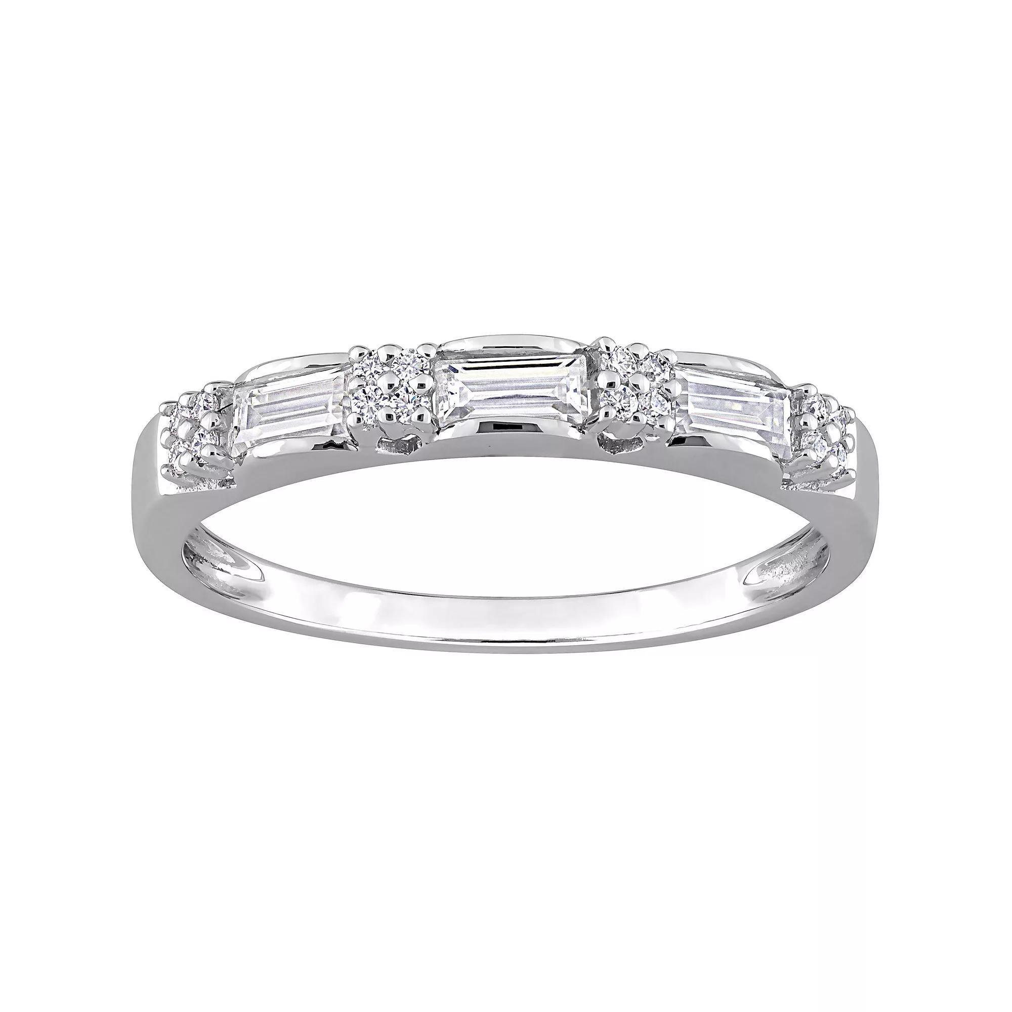 Stella Grace Sterling Silver 3/8 Carat T.W. Lab-Created Moissanite Anniversary Ring, Women's, Size: 7.50 Product Image