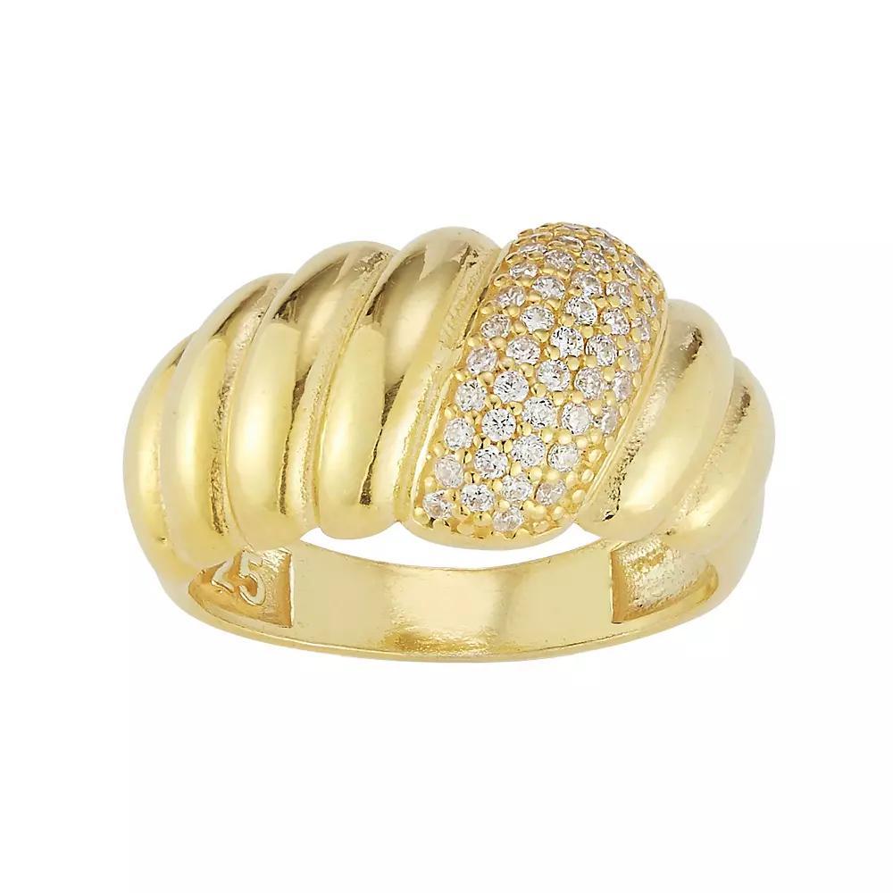 Sunkissed Sterling 14k Gold Over Silver Pave Cubic Zirconia Croissant Ring, Women's, Size: 8, Gold Tone Product Image