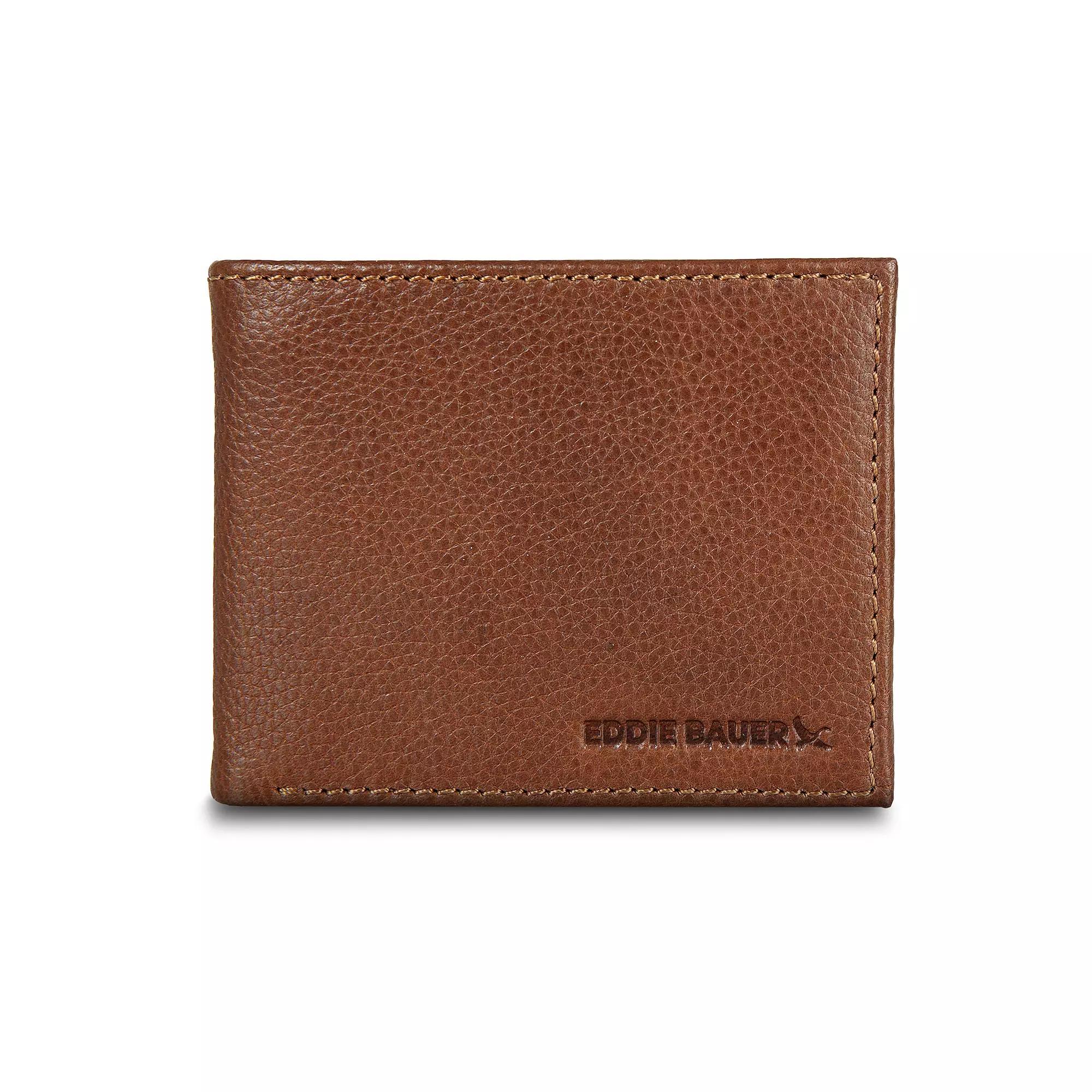 Men's Eddie Bauer Logo Leather Flip ID Bifold Wallet Product Image
