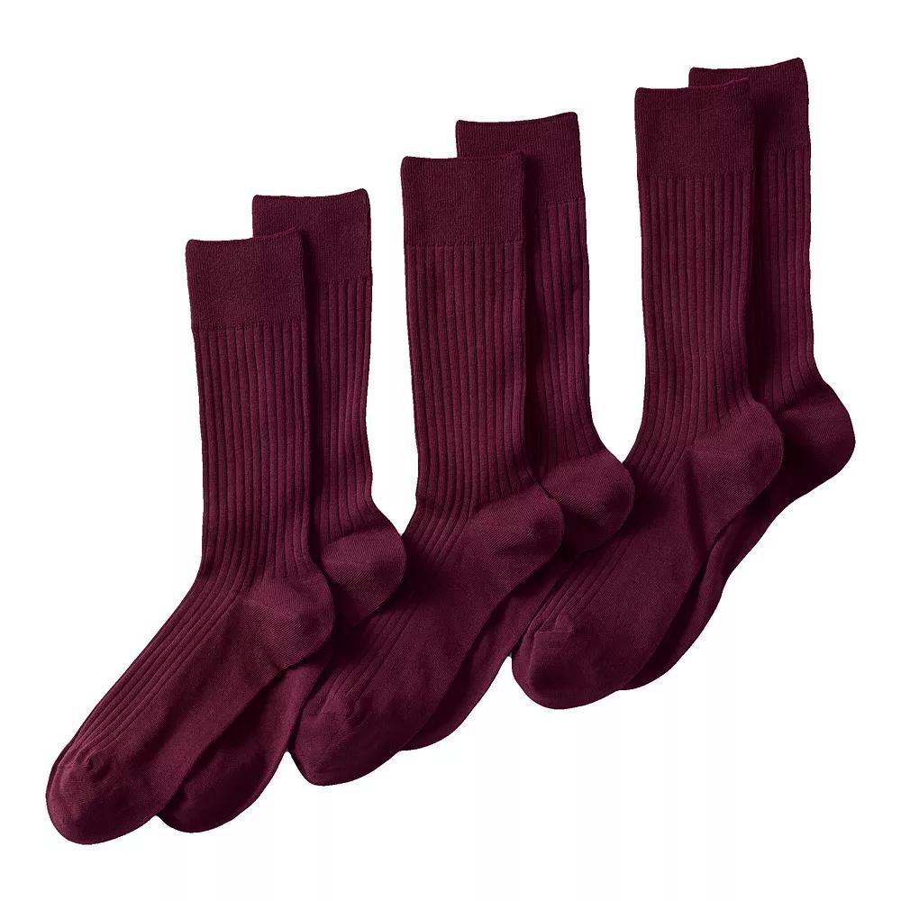 Men's Lands' End Seamless-Toe Cotton 3-Pack Dress Socks, Size: Large, Light Grey Product Image